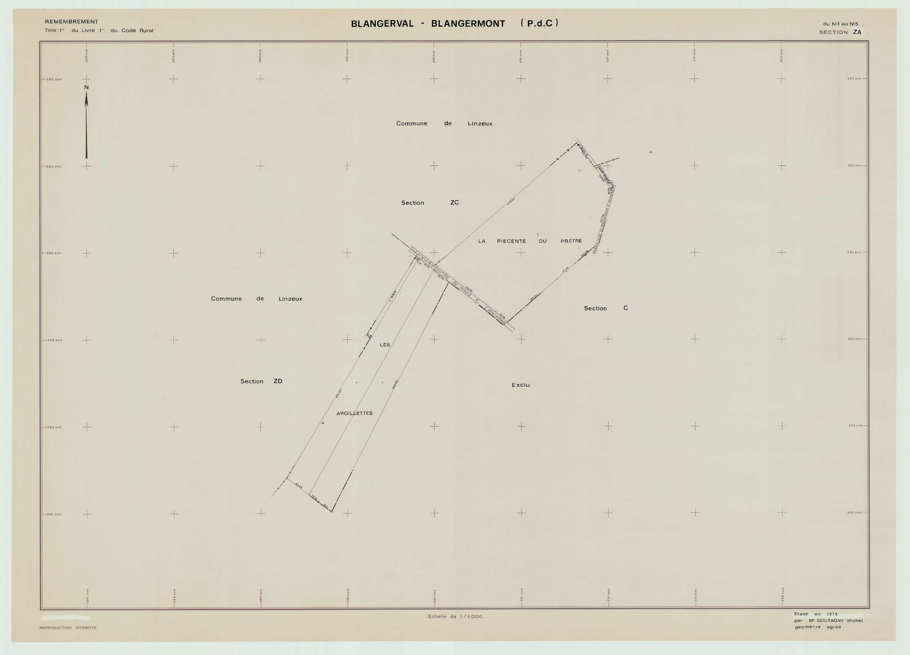 Blangerval-Blangermont - Plan de remembrement : section ZA.