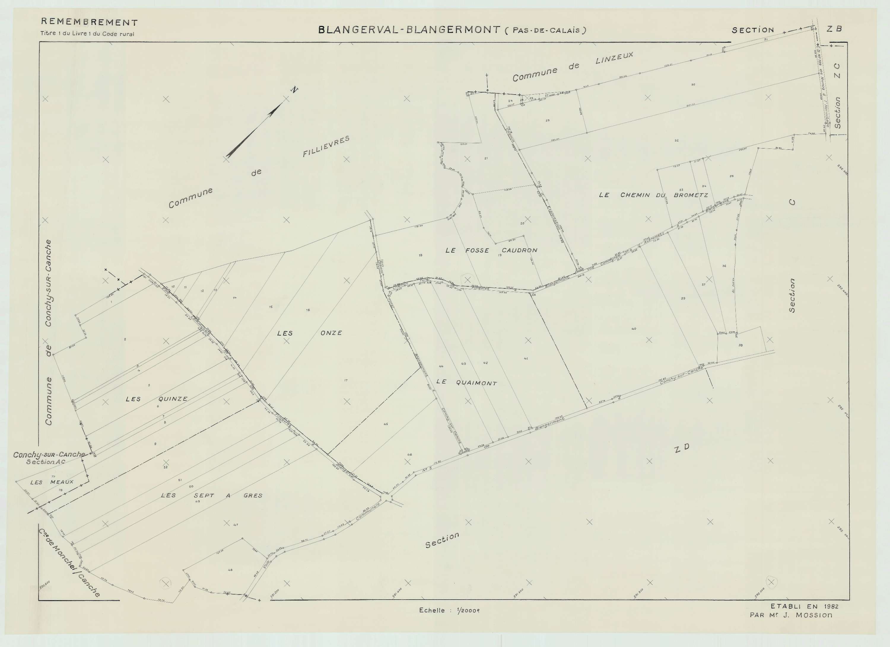 Blangerval-Blangermont - Plan de remembrement : section ZB.