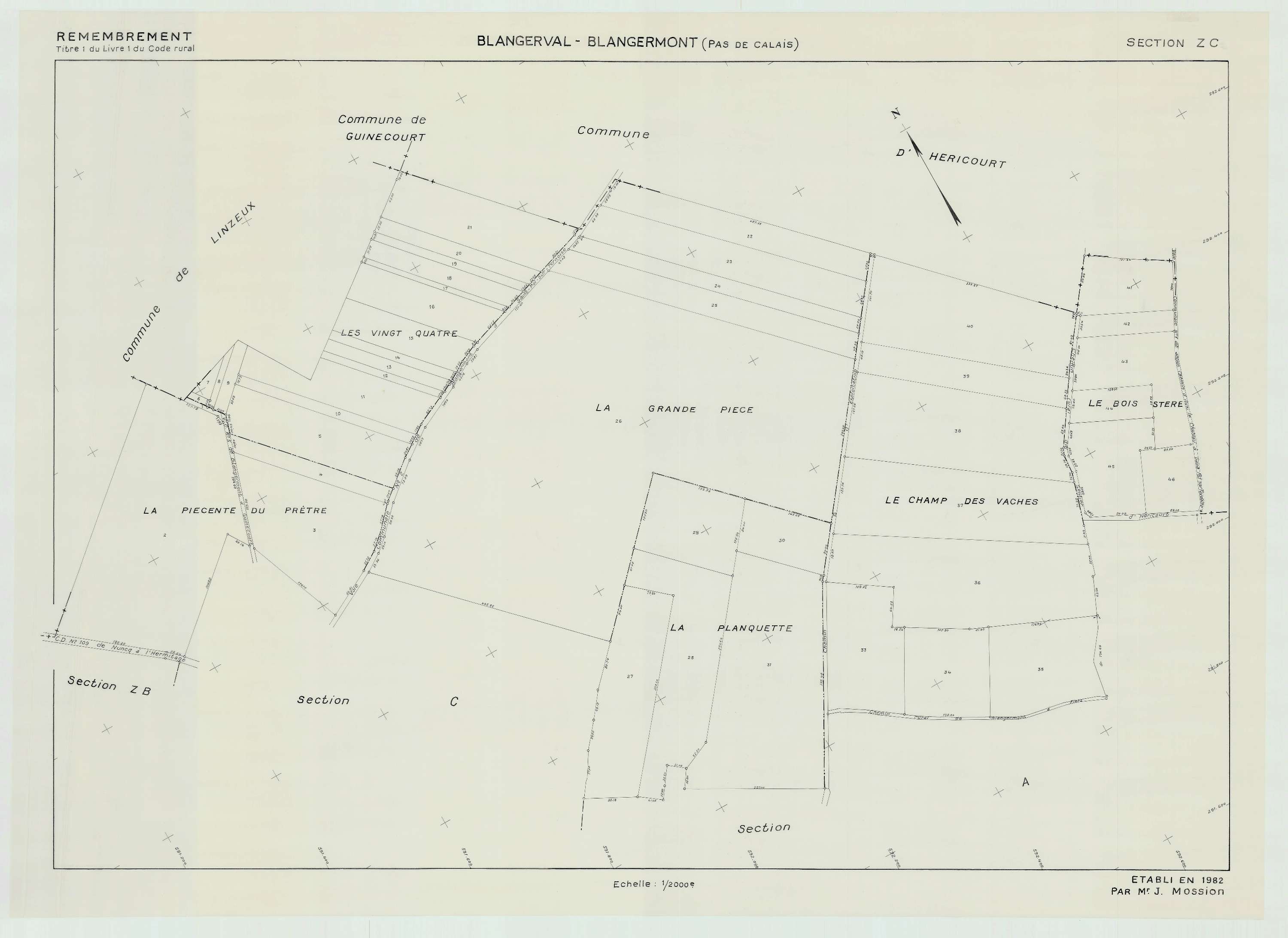 Blangerval-Blangermont - Plan de remembrement : section ZC.