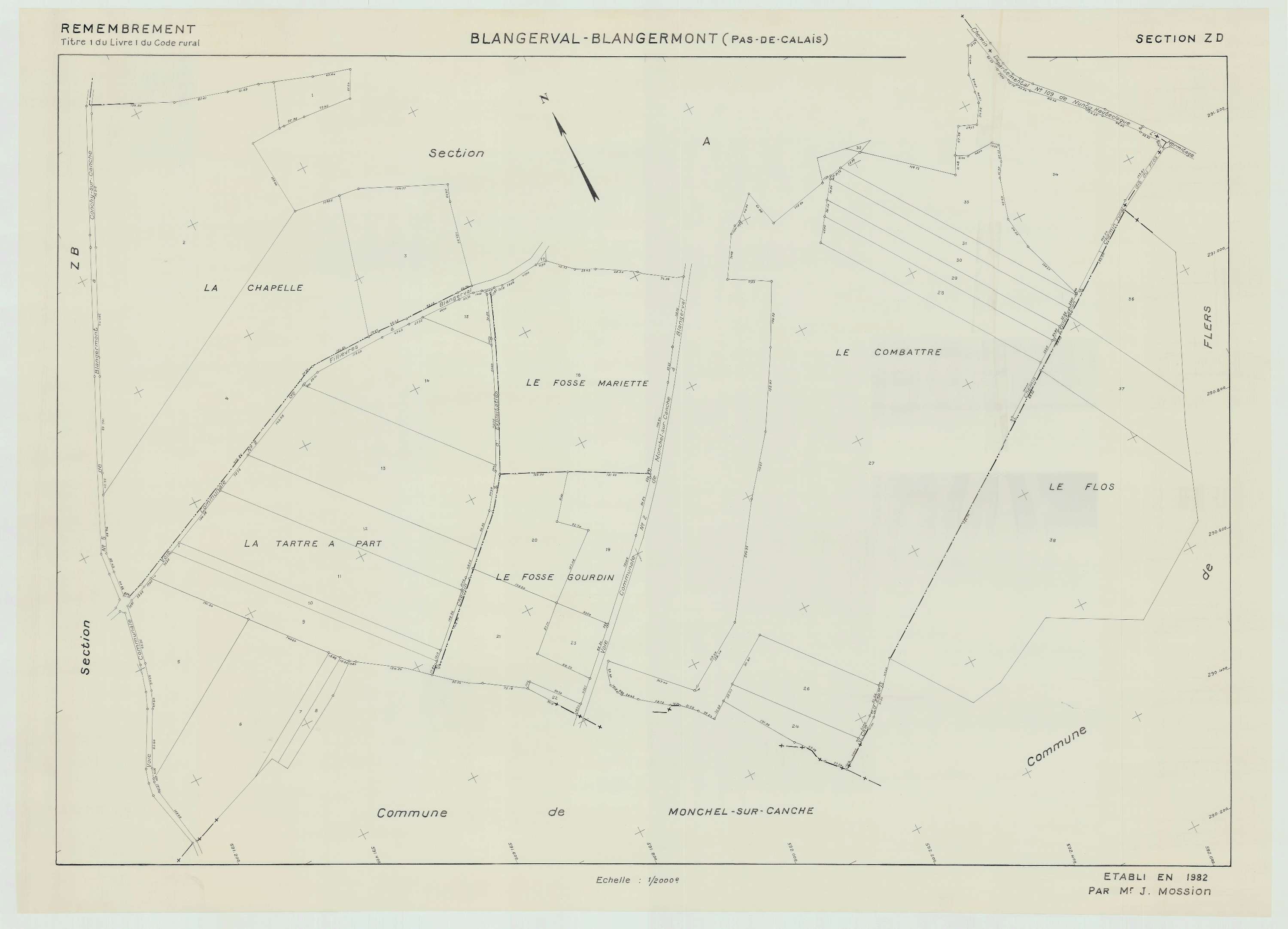 Blangerval-Blangermont - Plan de remembrement : section ZD.