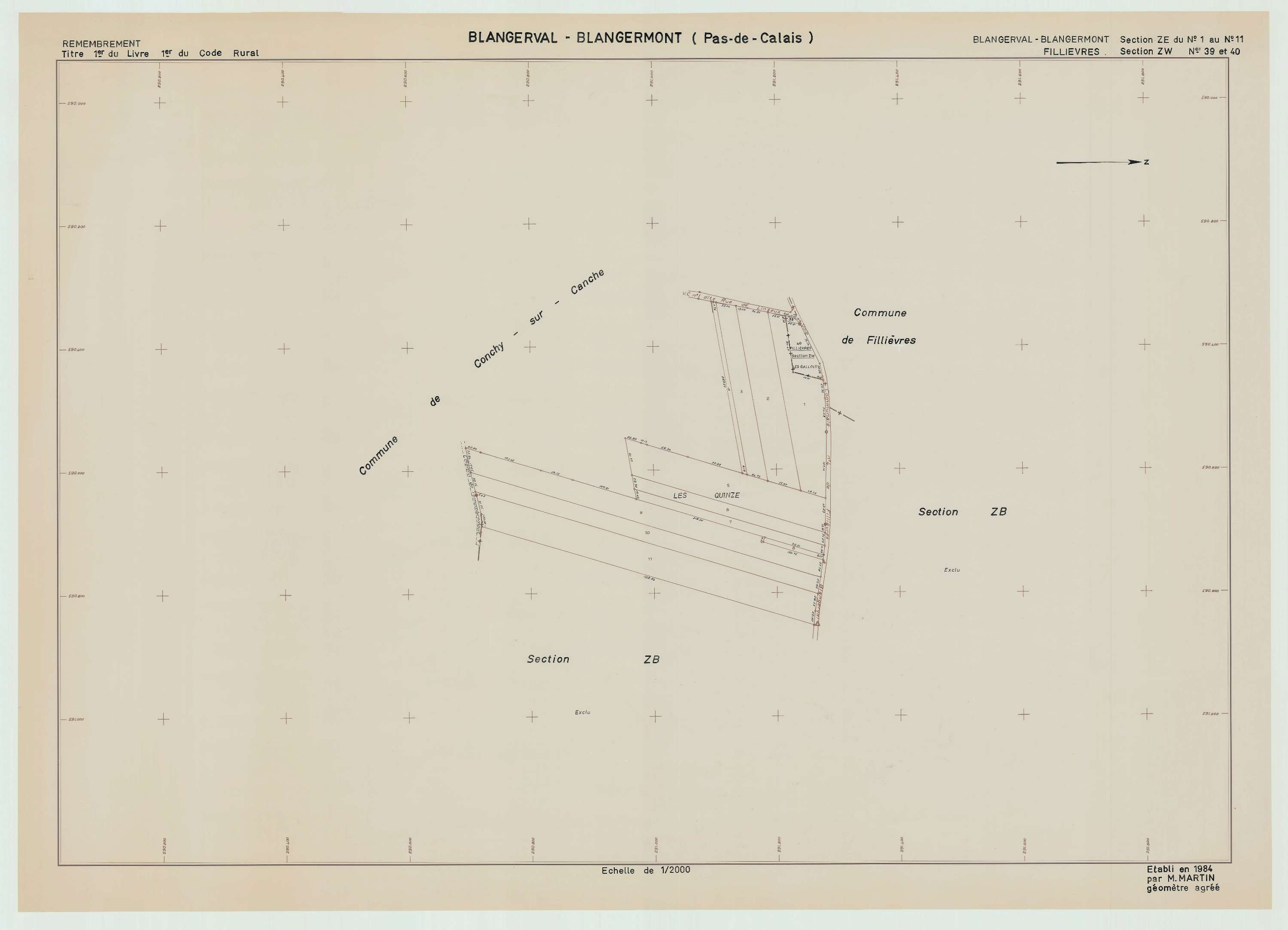 Blangerval-Blangermont - Plan de remembrement : section ZE.