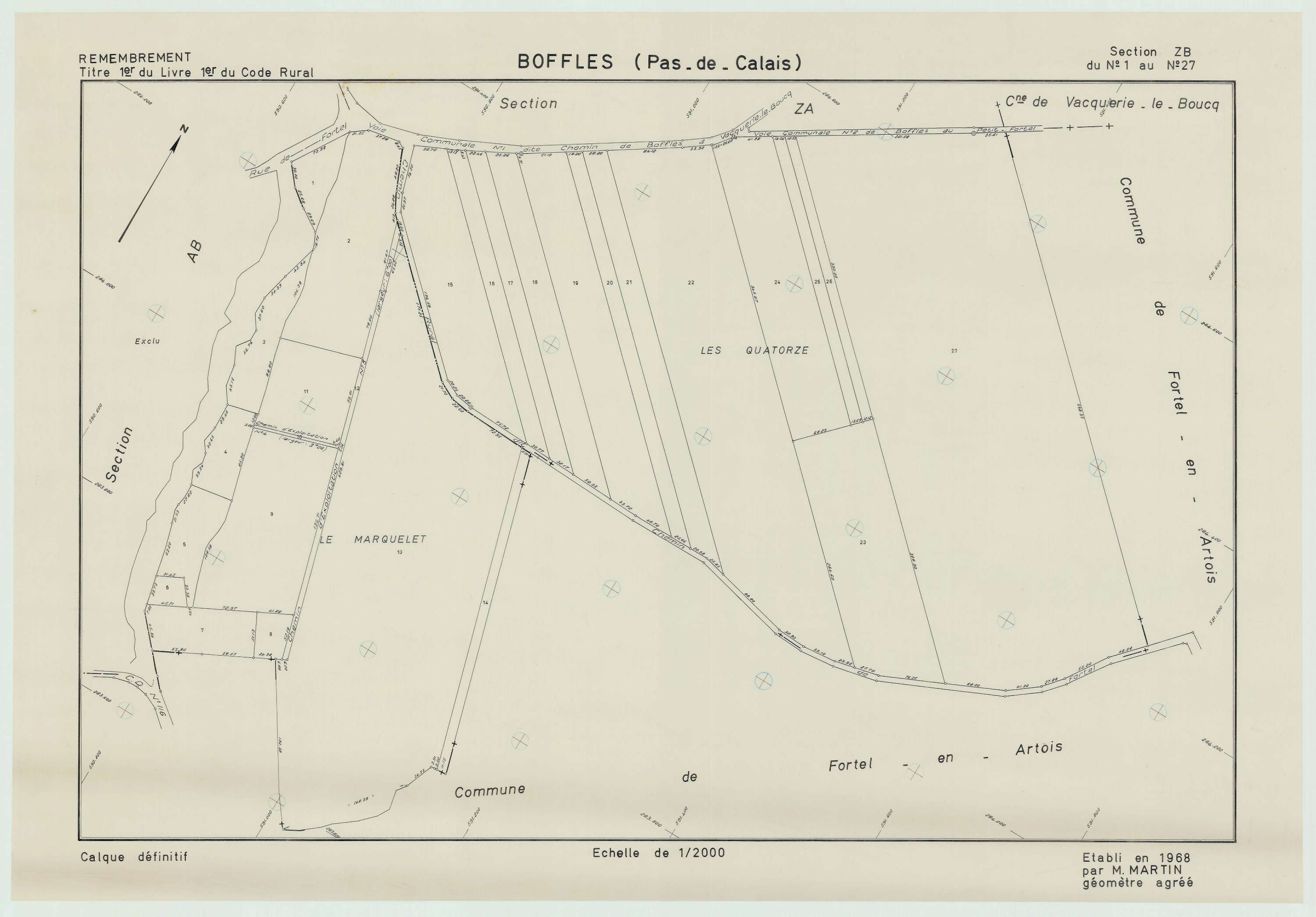 Boffles - Plan de remembrement : section ZB.
