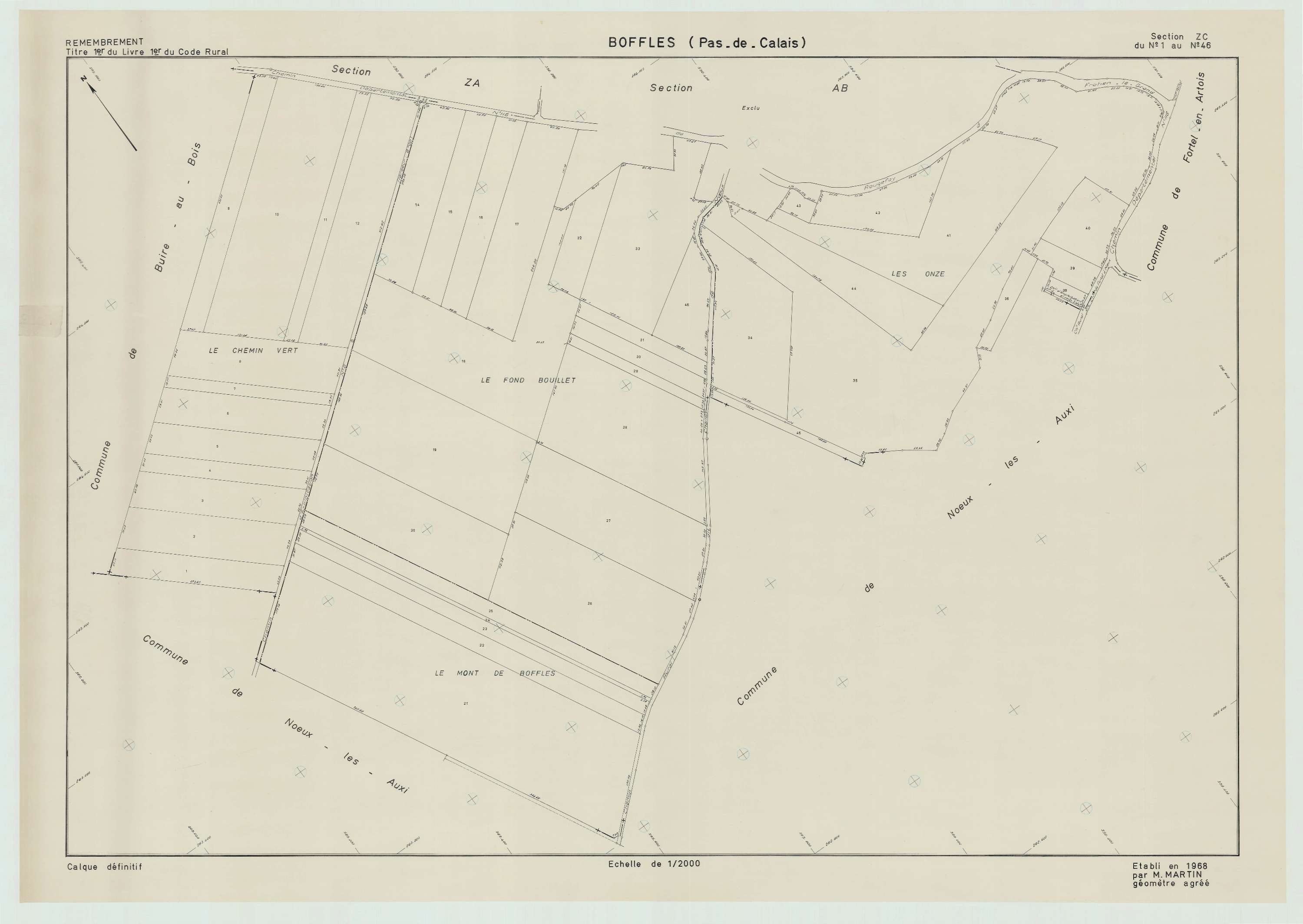 Boffles - Plan de remembrement : section ZC.