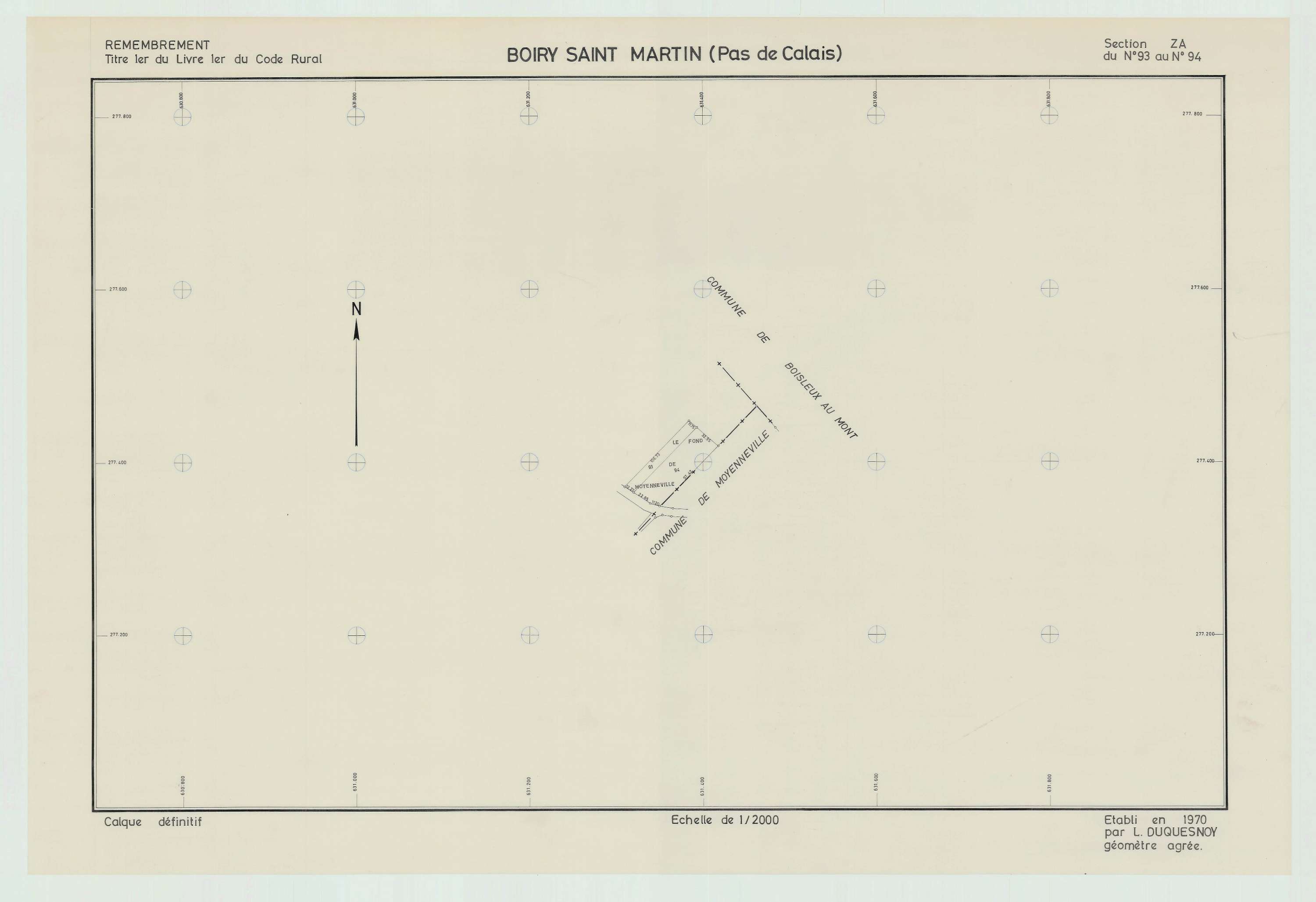 Boiry-Saint-Martin - Plan de remembrement : section ZA.