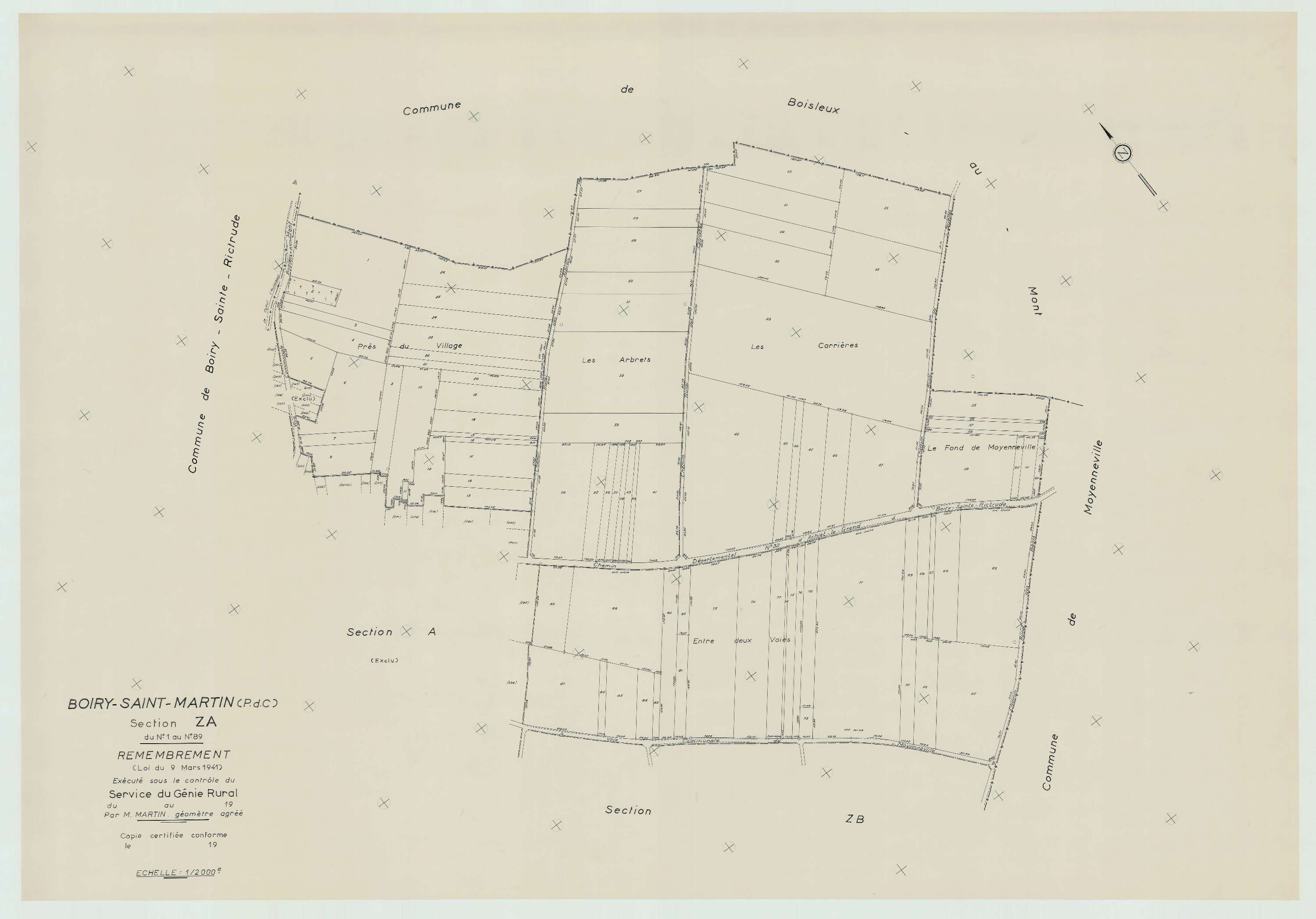Boiry-Saint-Martin - Plan de remembrement : section ZA.