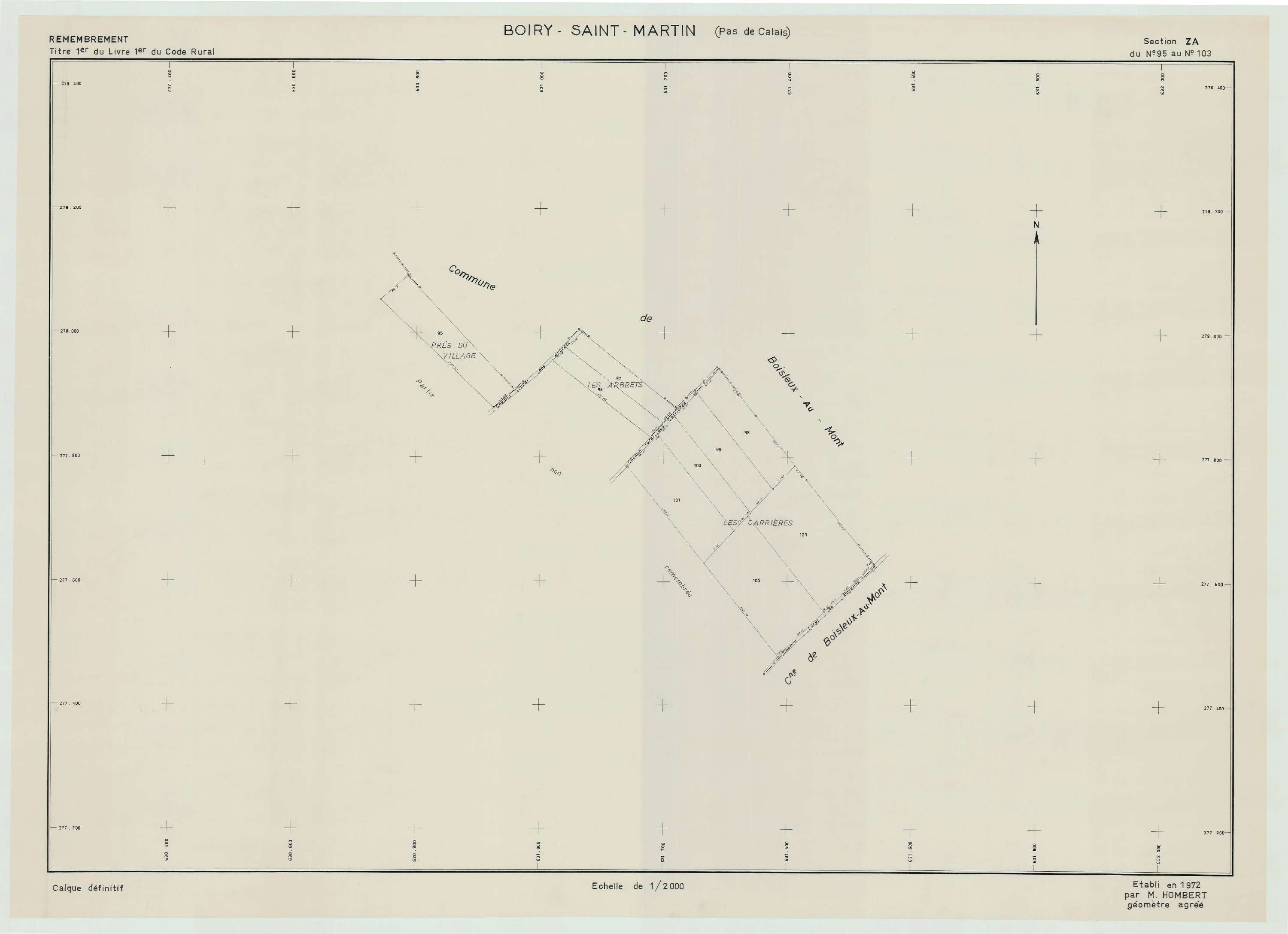 Boiry-Saint-Martin - Plan de remembrement : section ZA.