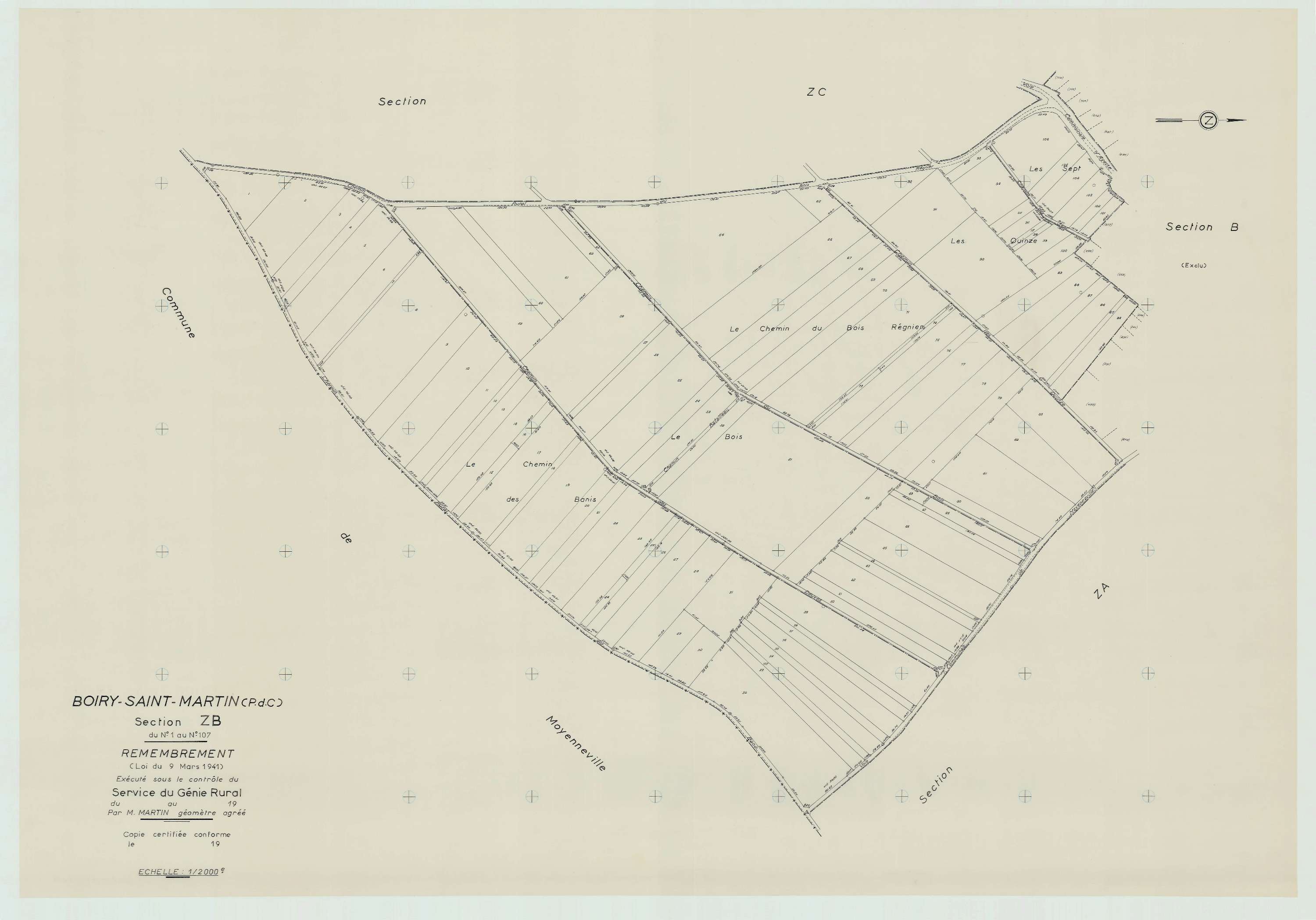 Boiry-Saint-Martin - Plan de remembrement : section ZB.