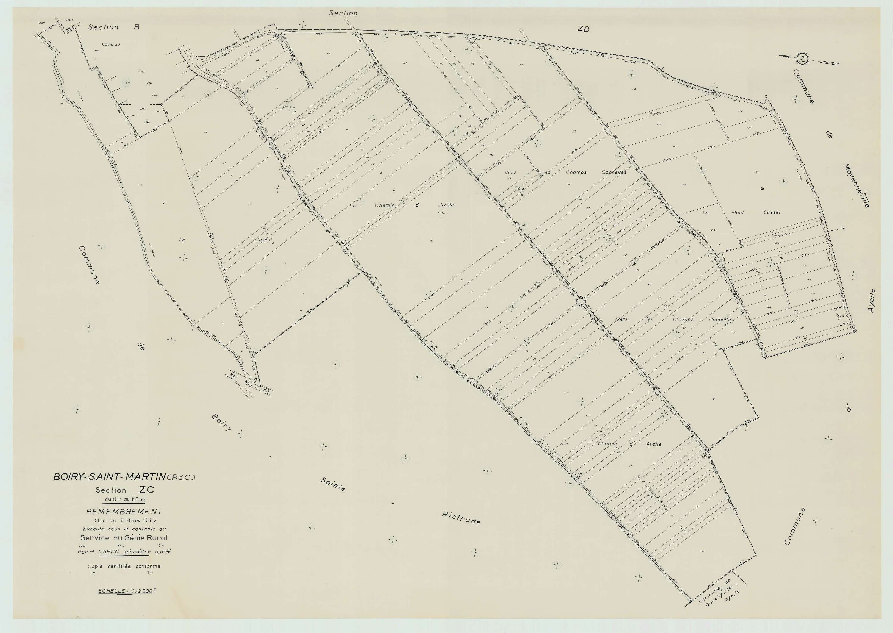 Boiry-Saint-Martin - Plan de remembrement : section ZC.