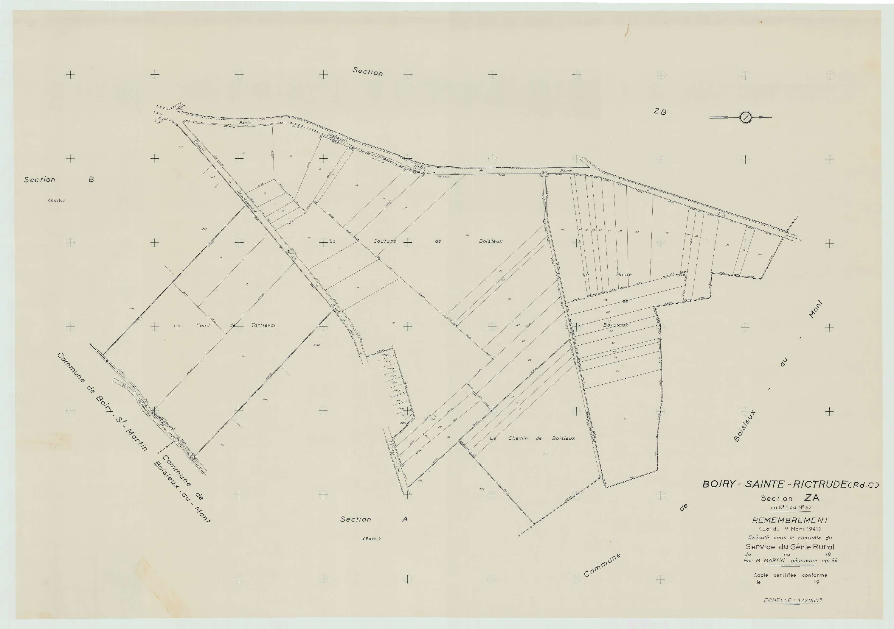 Boiry-Sainte-Rictrude - Plan de remembrement : section ZA.