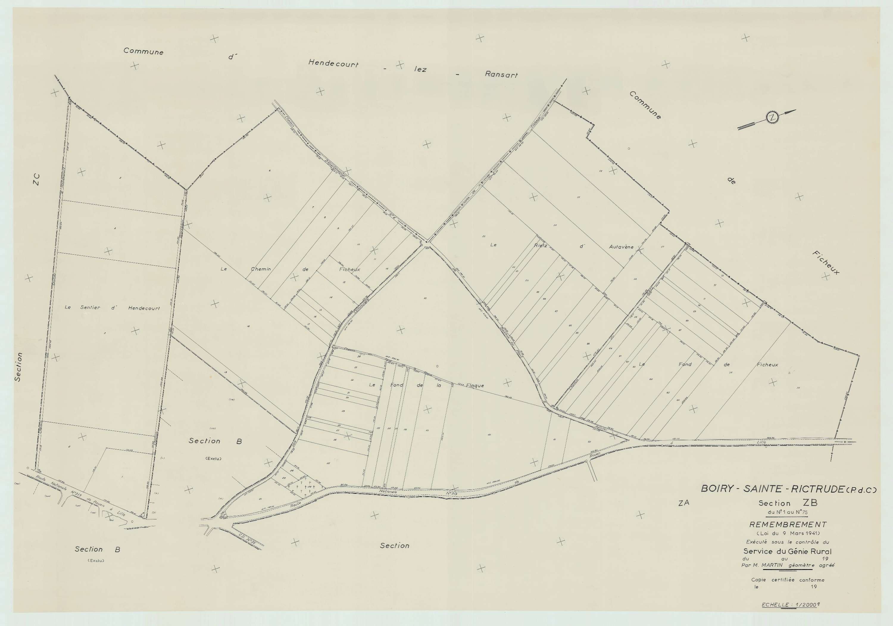 Boiry-Sainte-Rictrude - Plan de remembrement : section ZB.