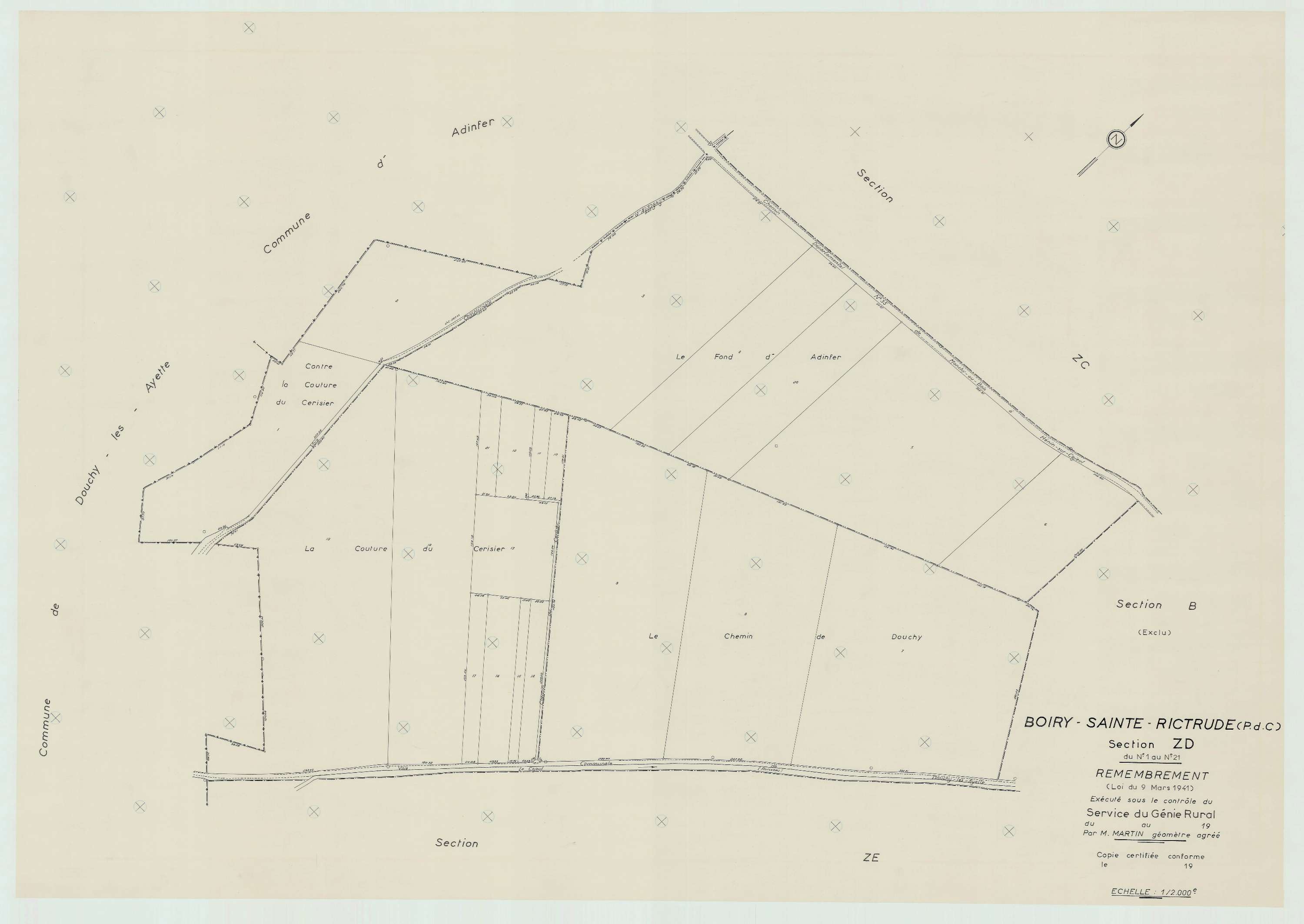 Boiry-Sainte-Rictrude - Plan de remembrement : section ZD.