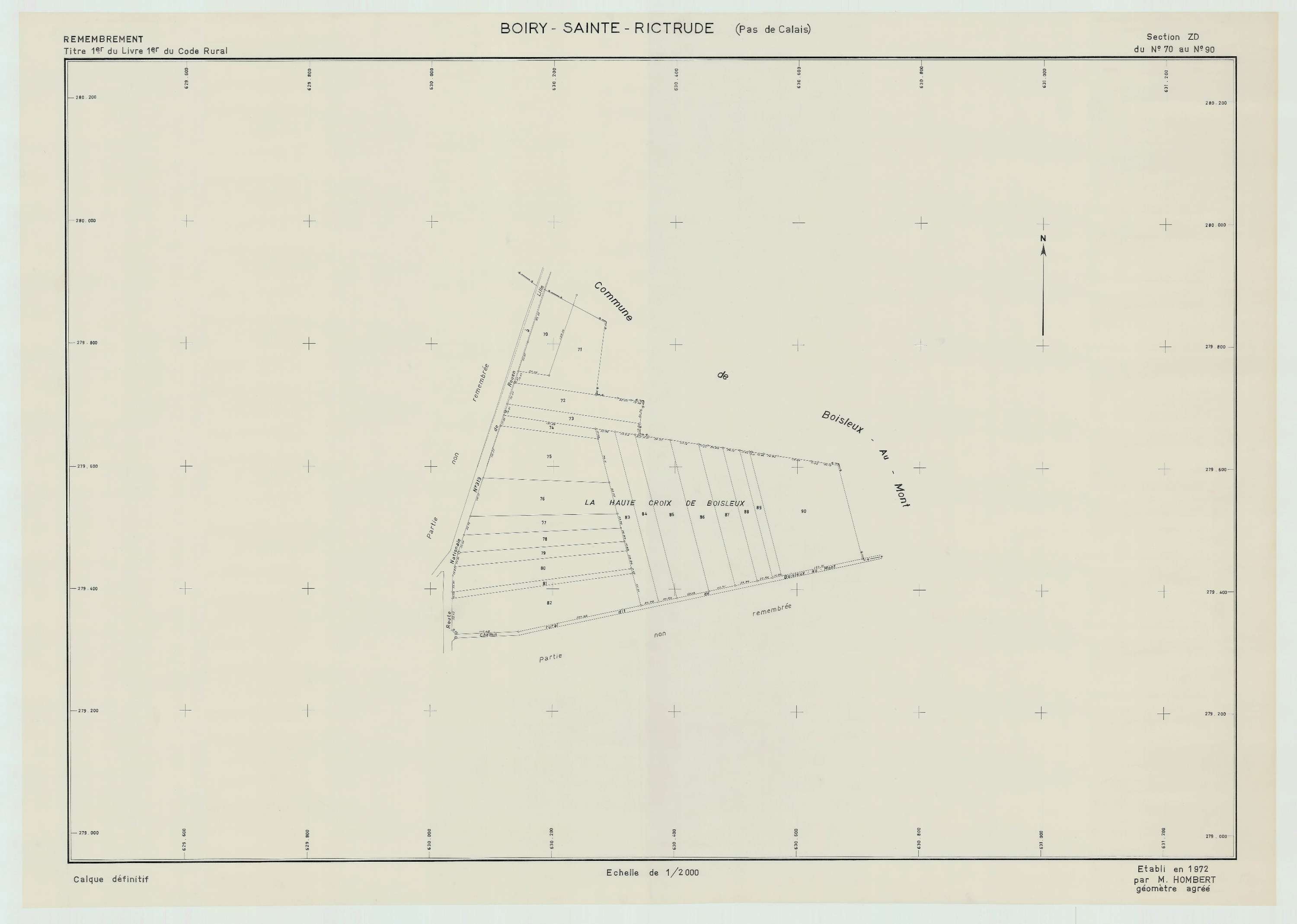 Boiry-Sainte-Rictrude - Plan de remembrement : section ZD.