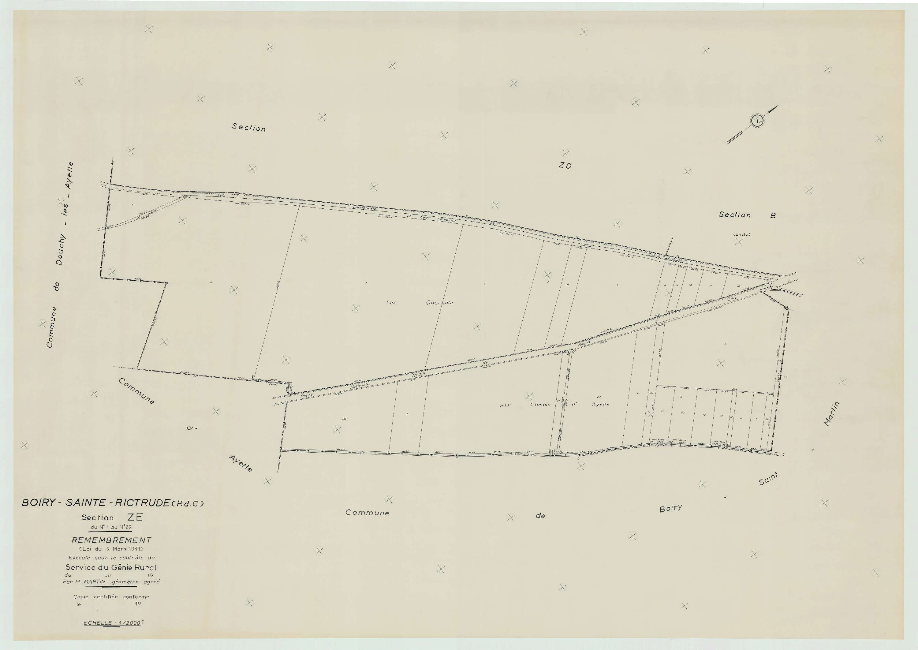 Boiry-Sainte-Rictrude - Plan de remembrement : section ZE.