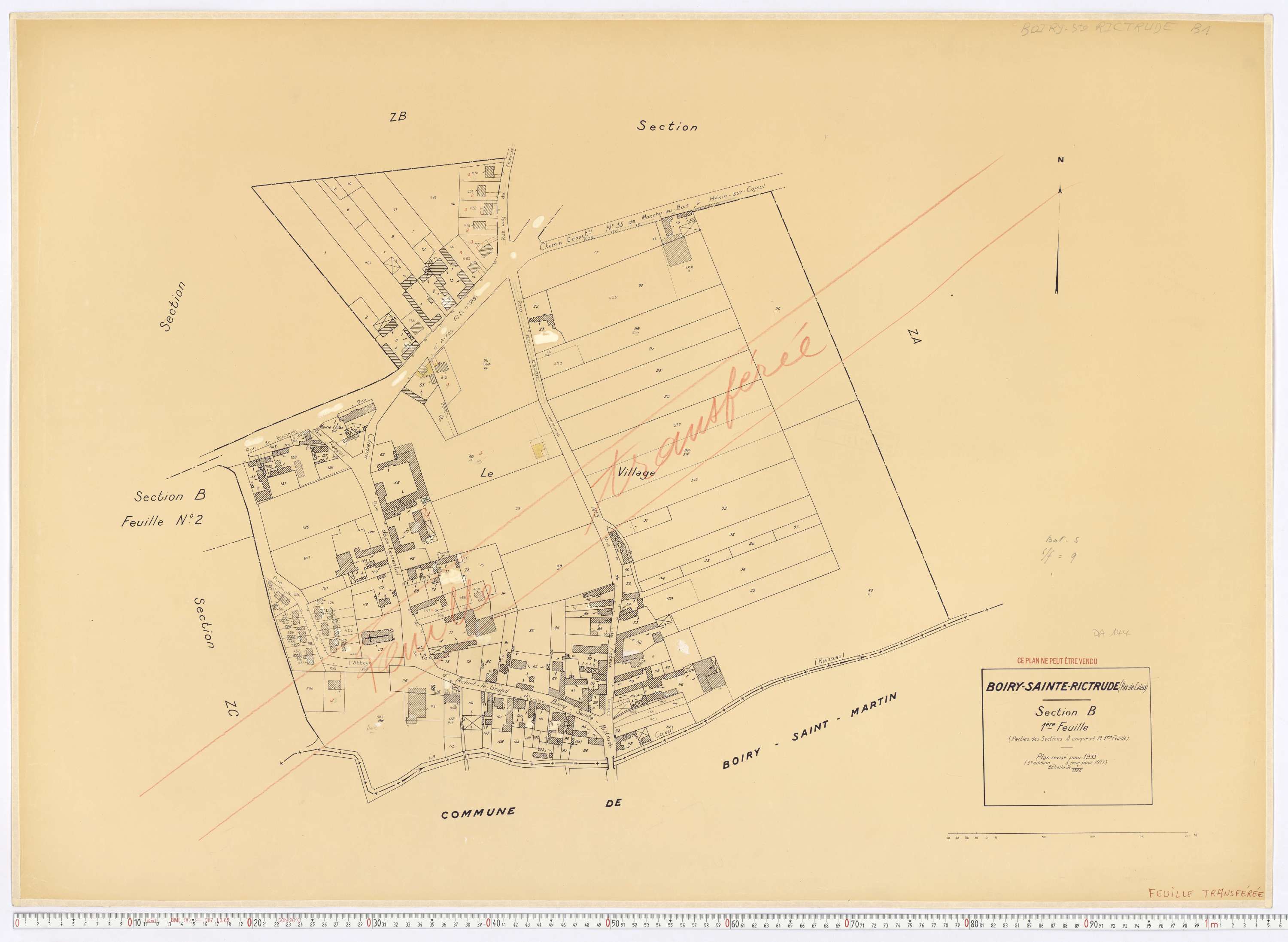 Boiry-Sainte-Rictrude - Section B, feuille 1.