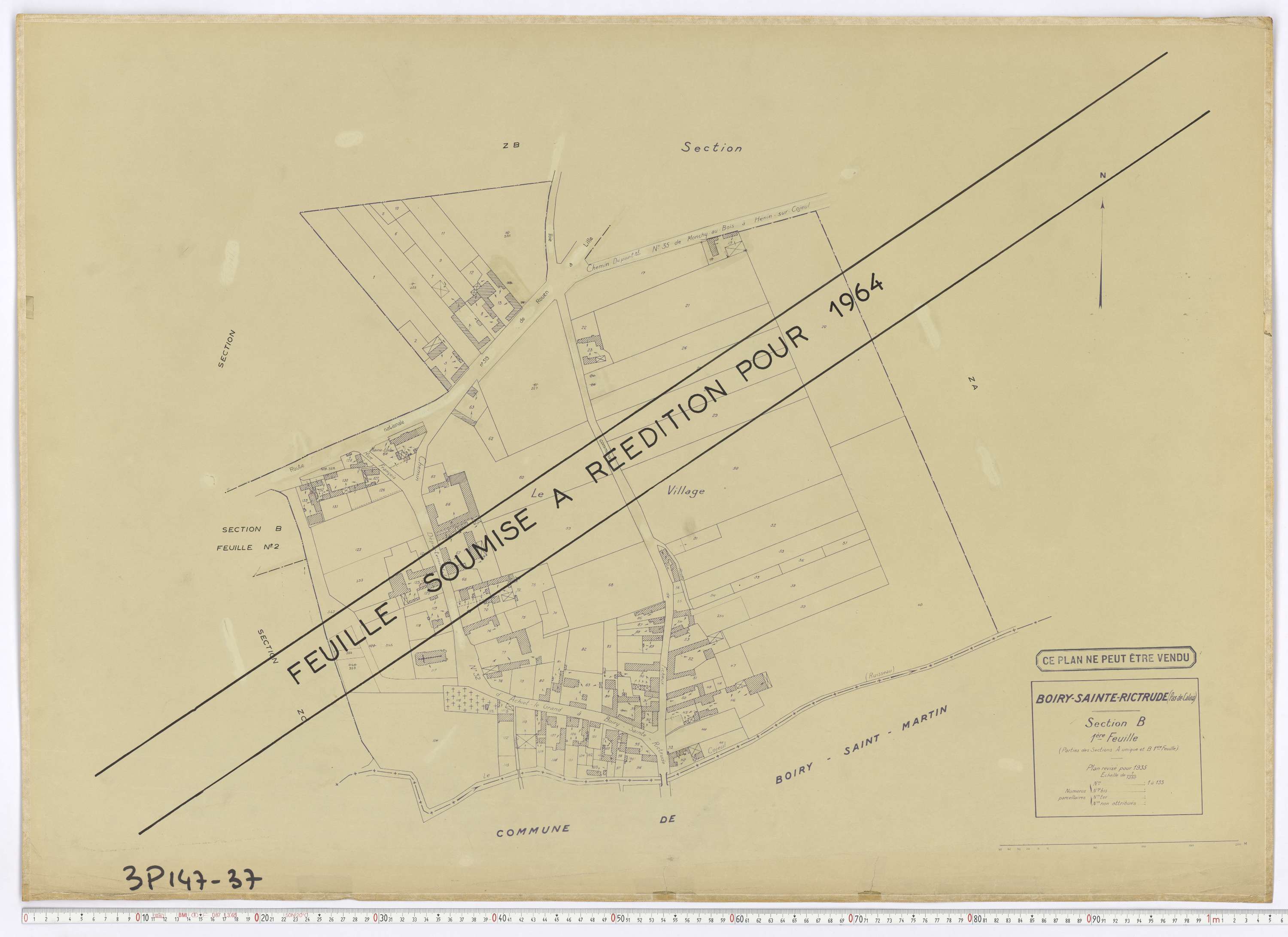 Boiry-Sainte-Rictrude - Section B, feuille 1.