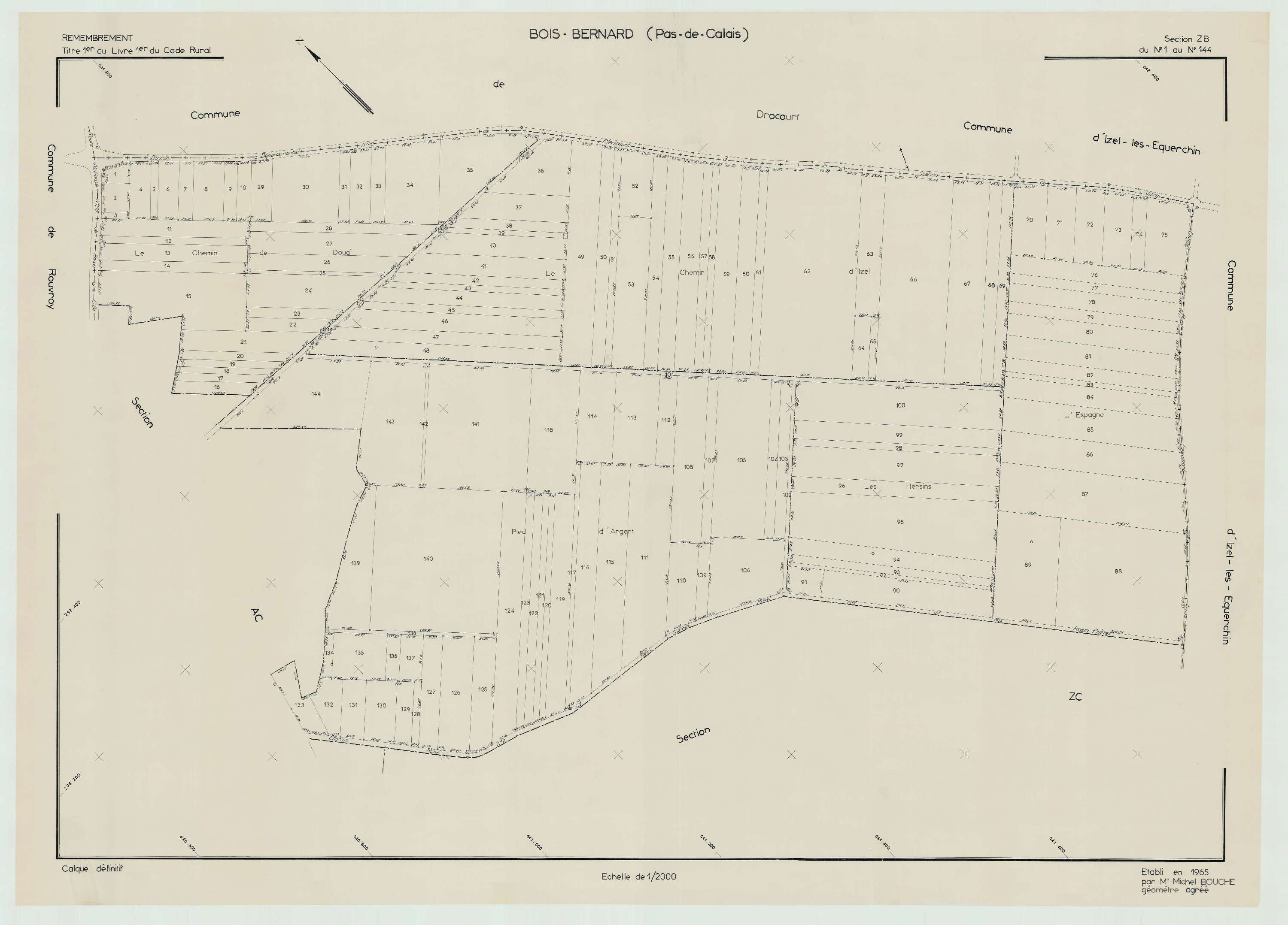 Bois-Bernard - Plan de remembrement : section ZB.