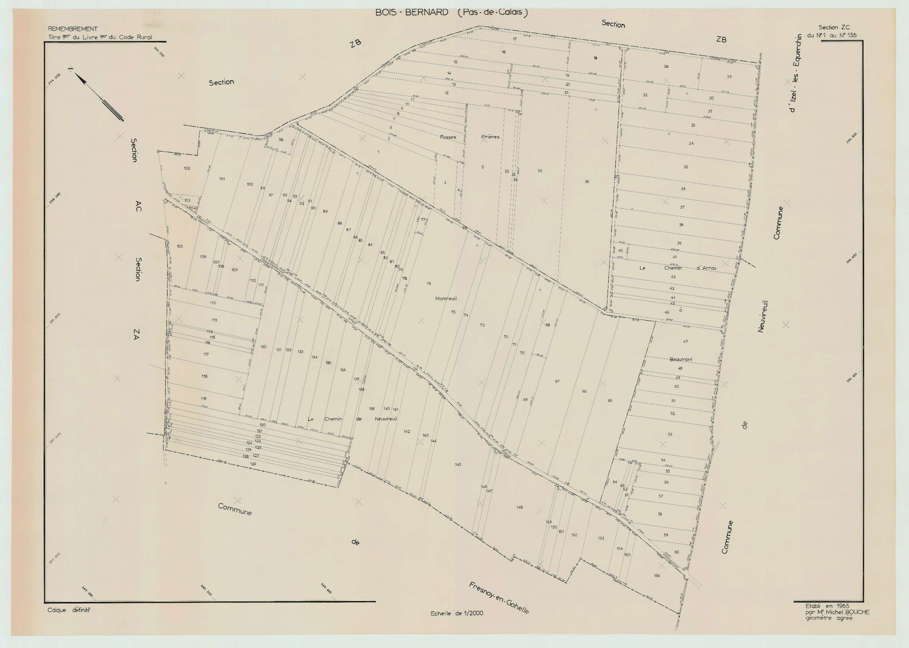 Bois-Bernard - Plan de remembrement : section ZC.