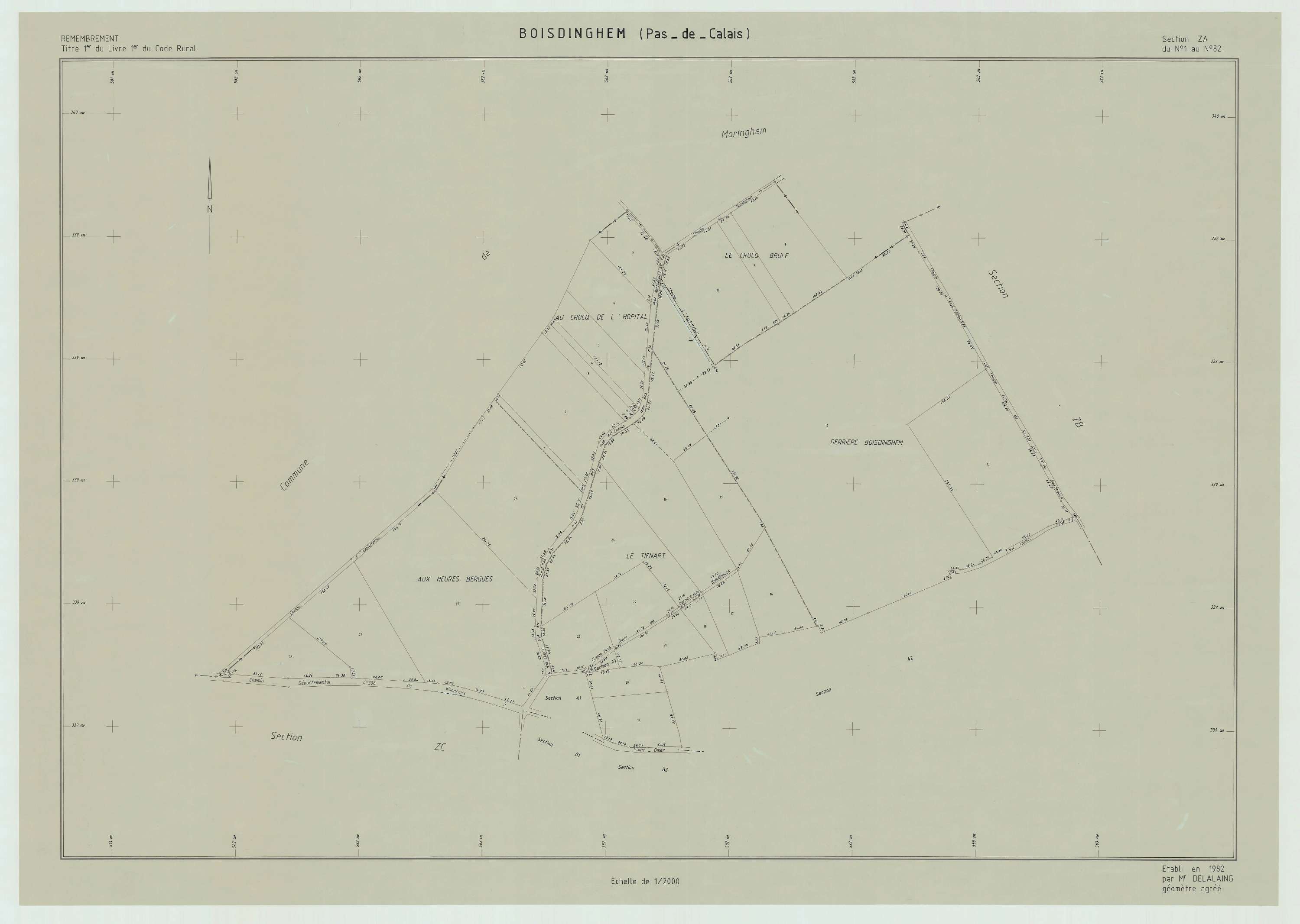 Boisdinghem - Plan de remembrement : section ZA.