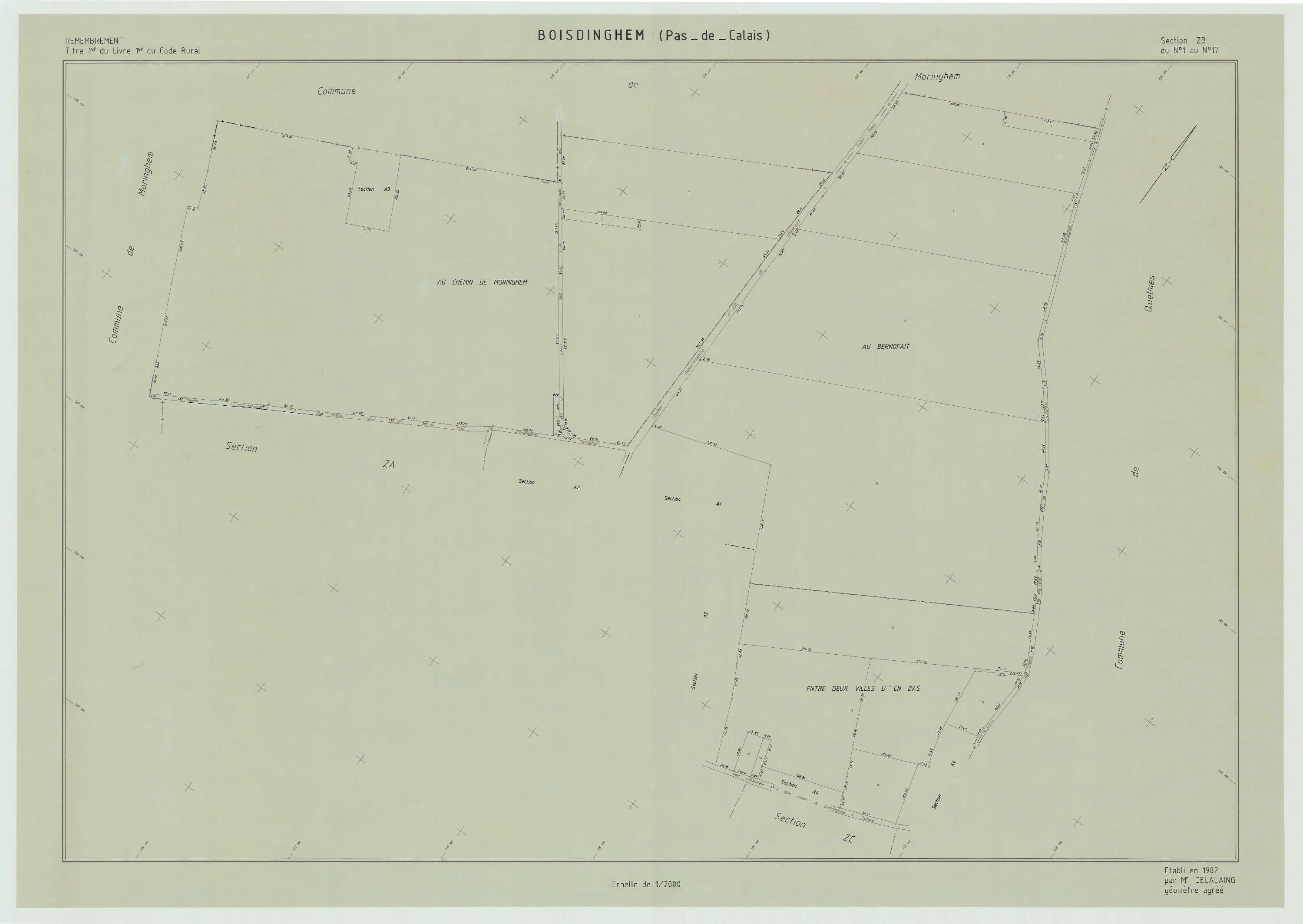 Boisdinghem - Plan de remembrement : section ZB.