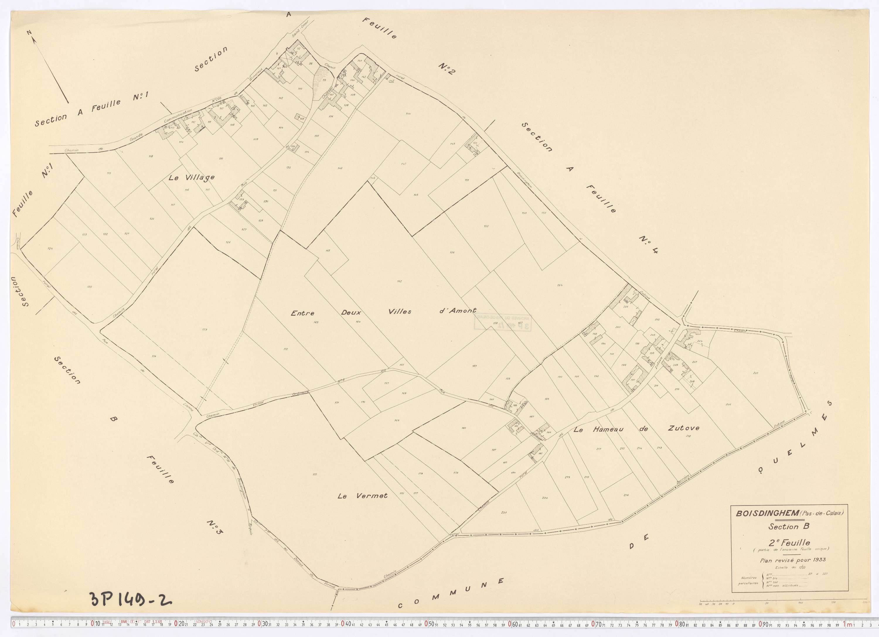 Boisdinghem - Section B, feuille 2.