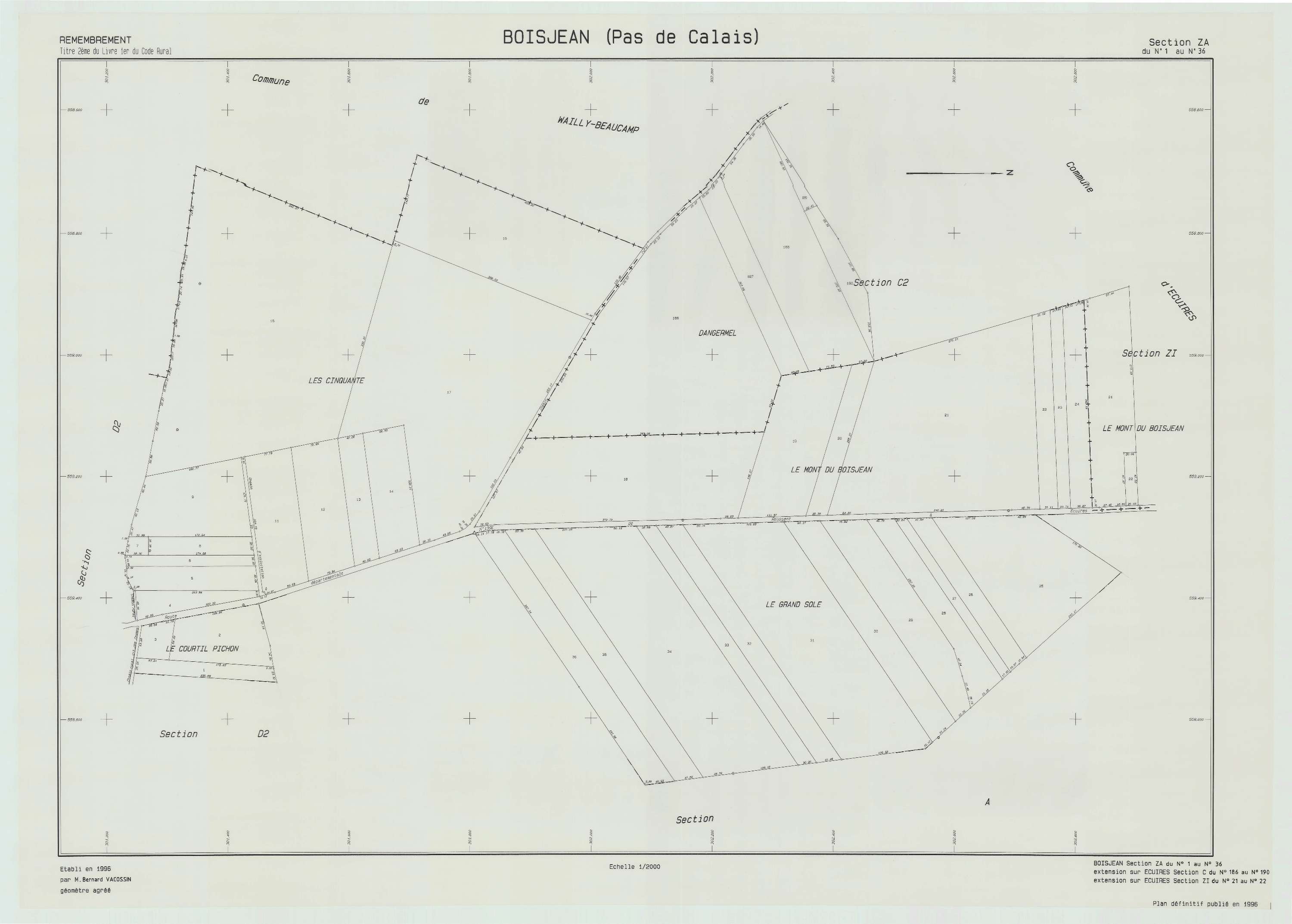 Boisjean - Plan de remembrement : section ZA.