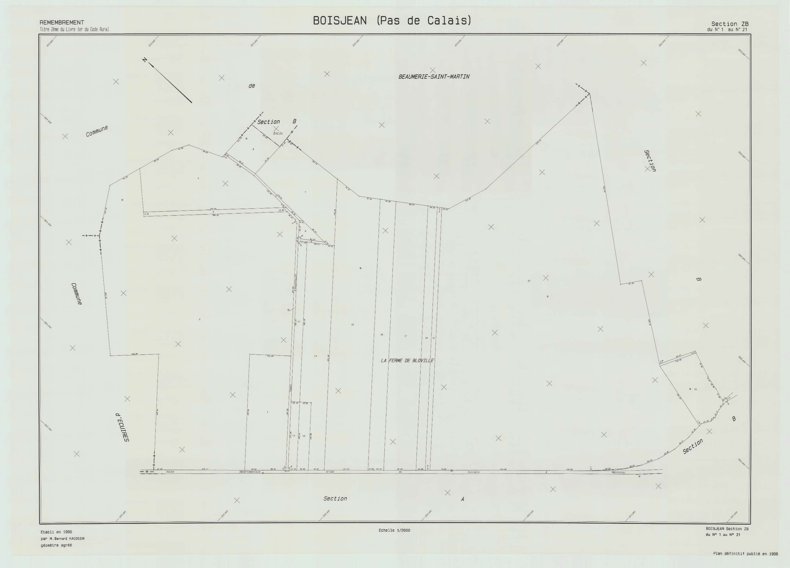 Boisjean - Plan de remembrement : section ZB.