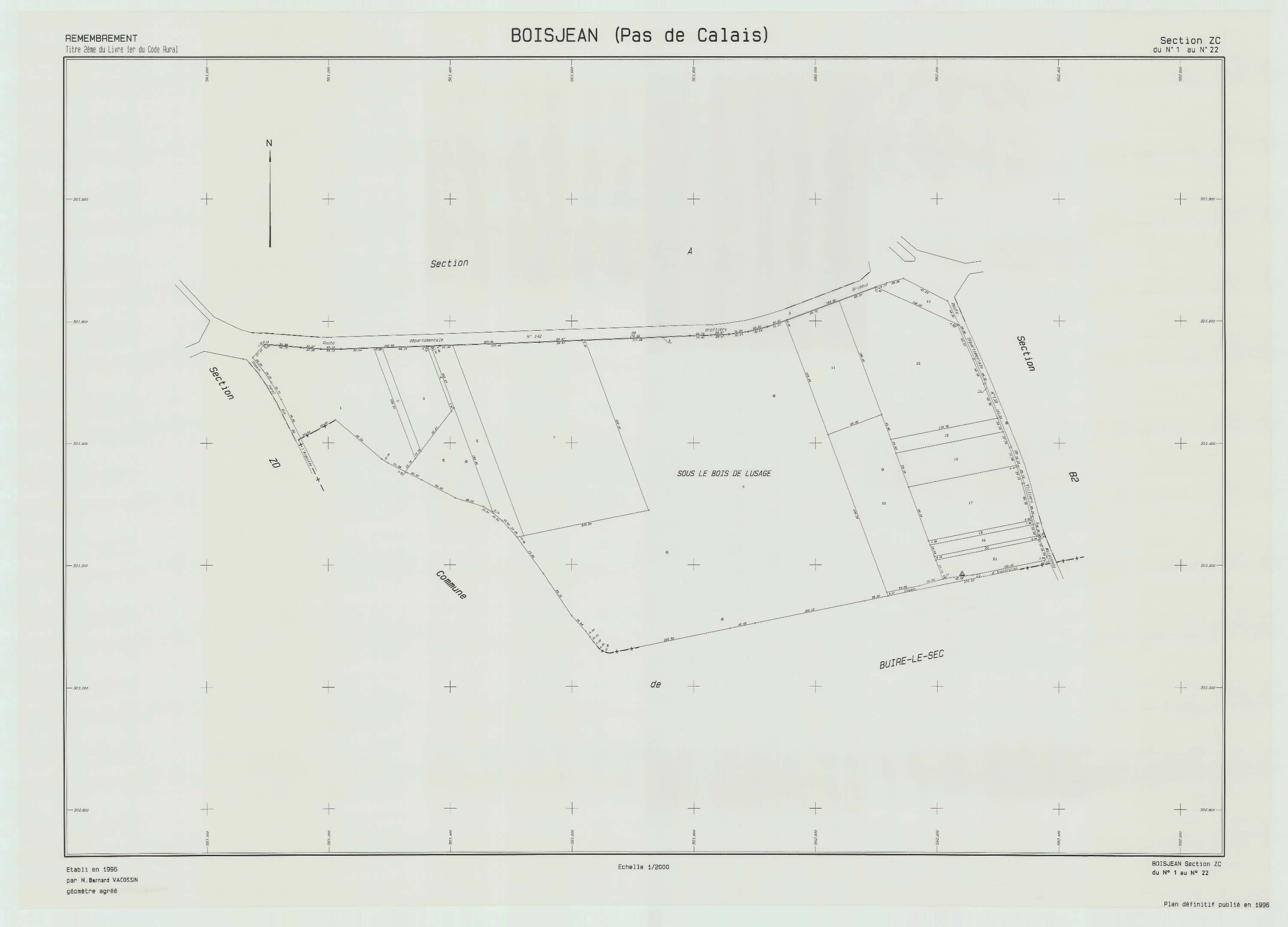 Boisjean - Plan de remembrement : section ZC.