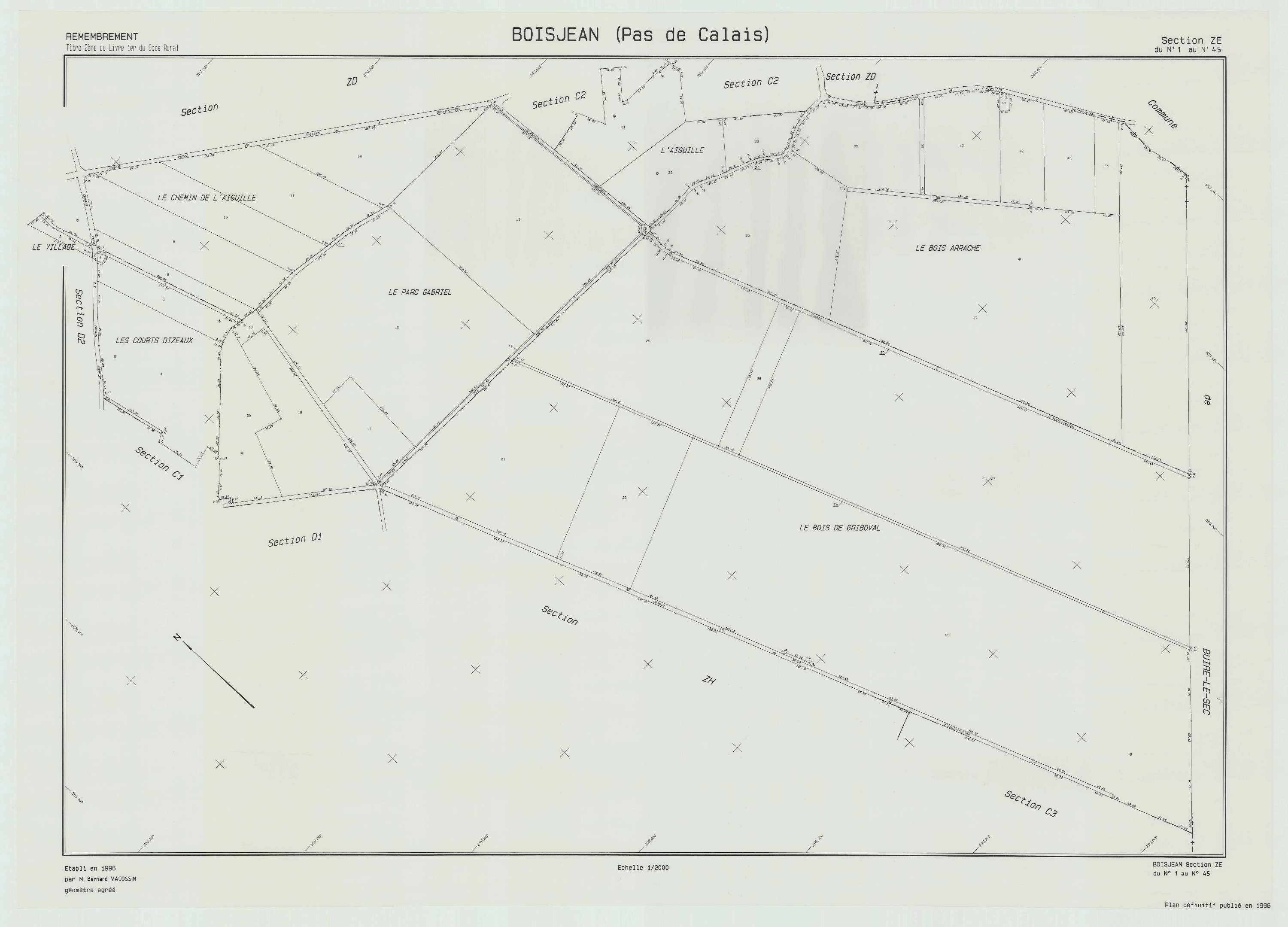 Boisjean - Plan de remembrement : section ZE.