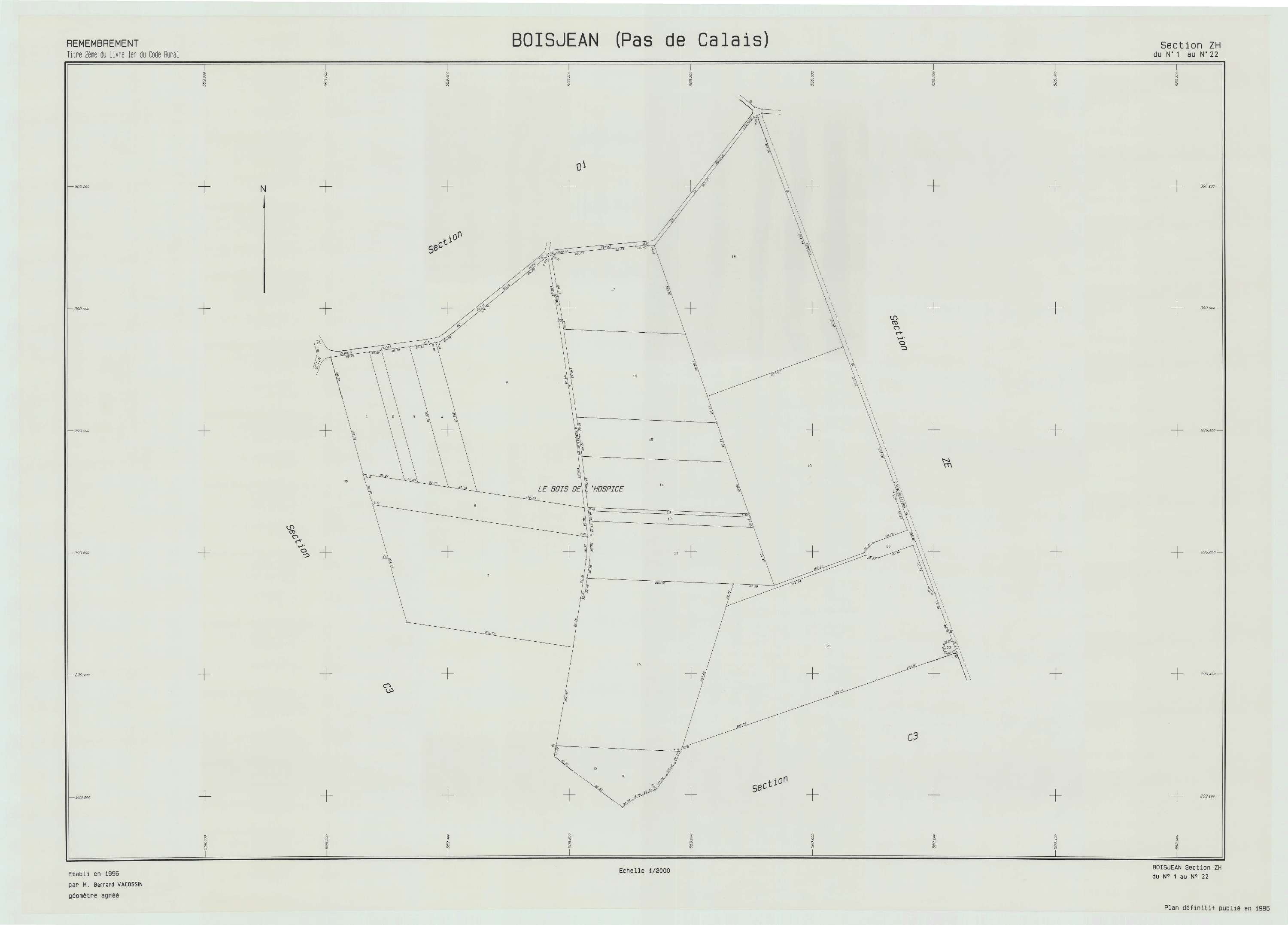 Boisjean - Plan de remembrement : section ZH.