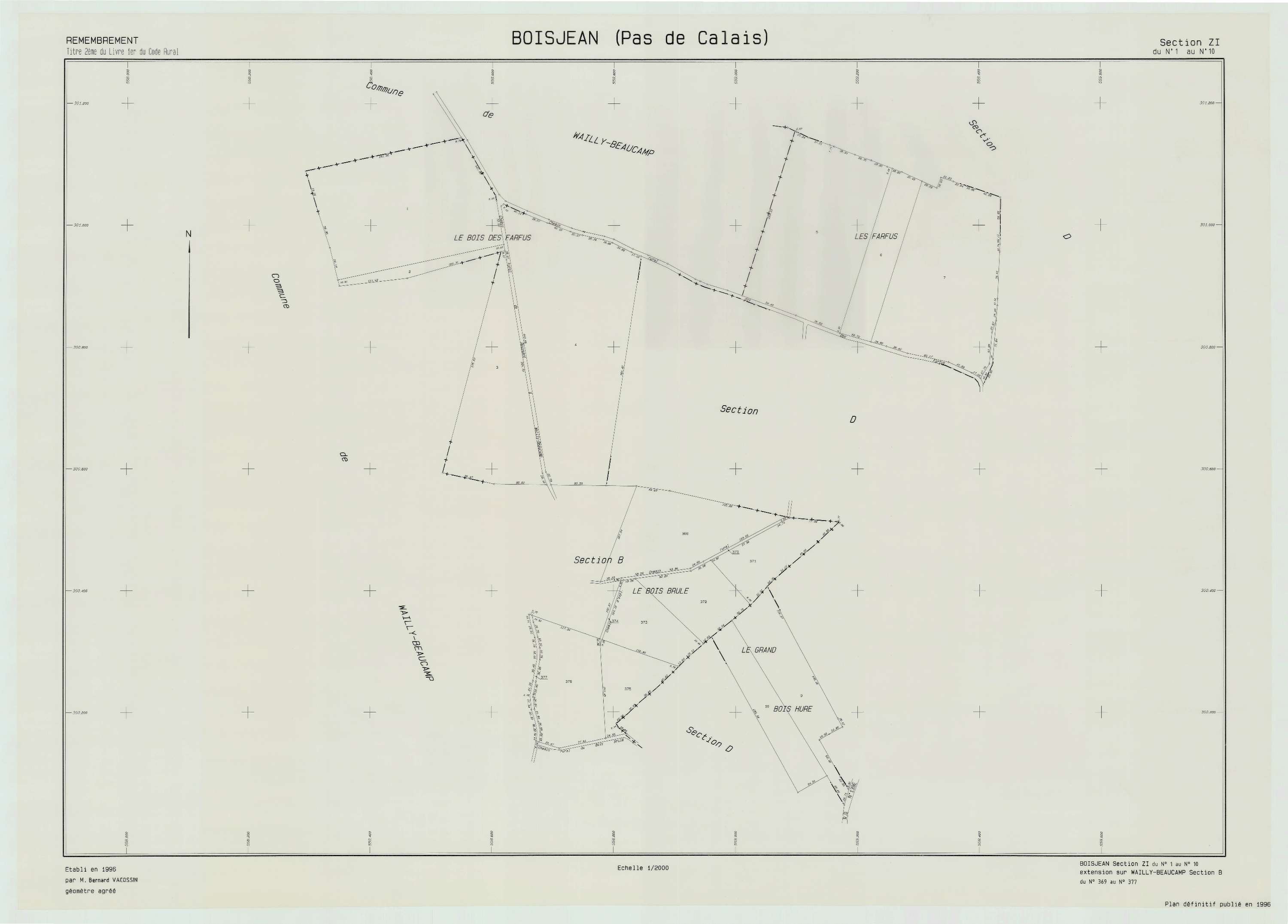 Boisjean - Plan de remembrement : section ZI.