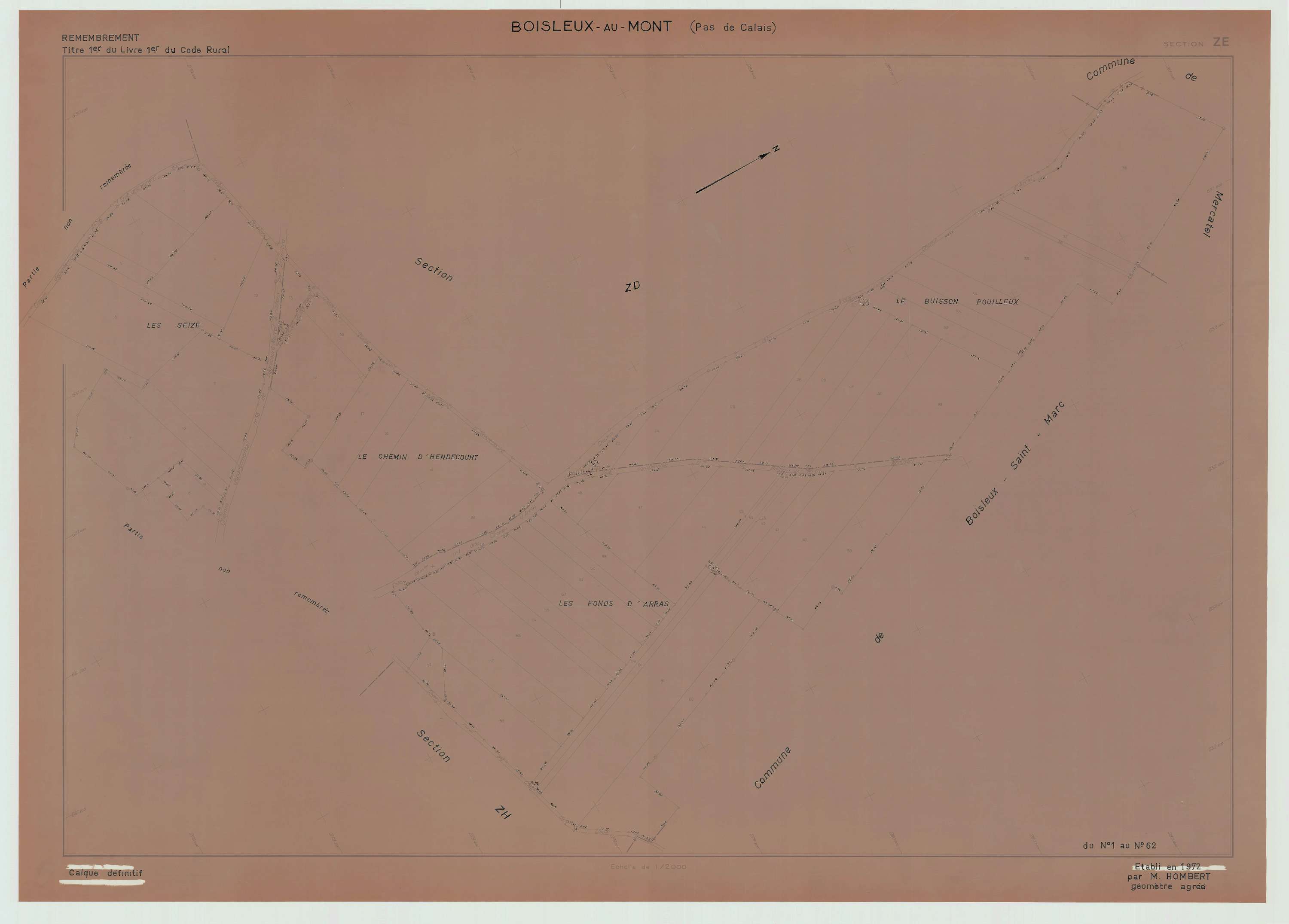 Boisleux-au-Mont - Plan de remembrement : section ZE.