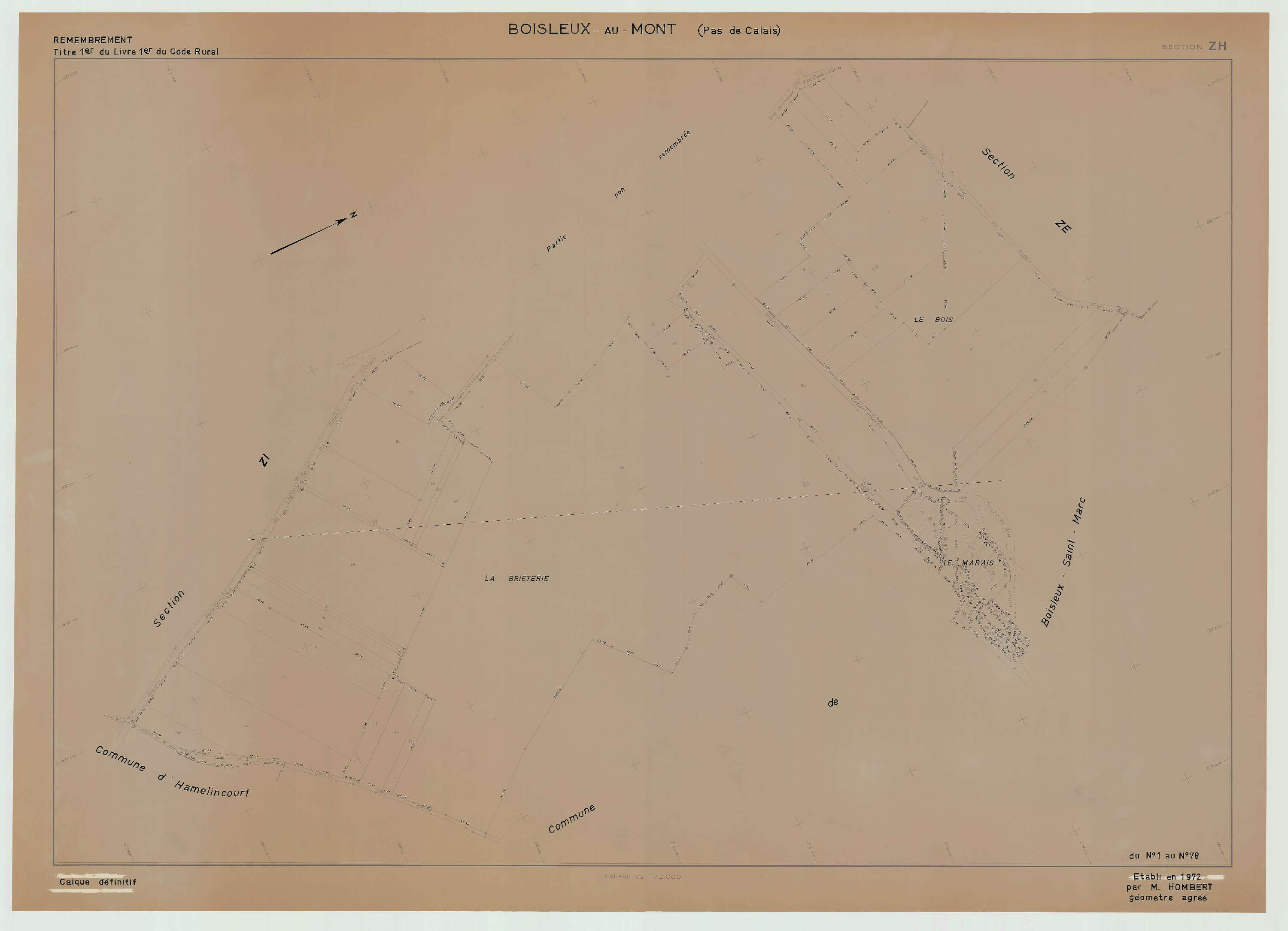 Boisleux-au-Mont - Plan de remembrement : section ZH.