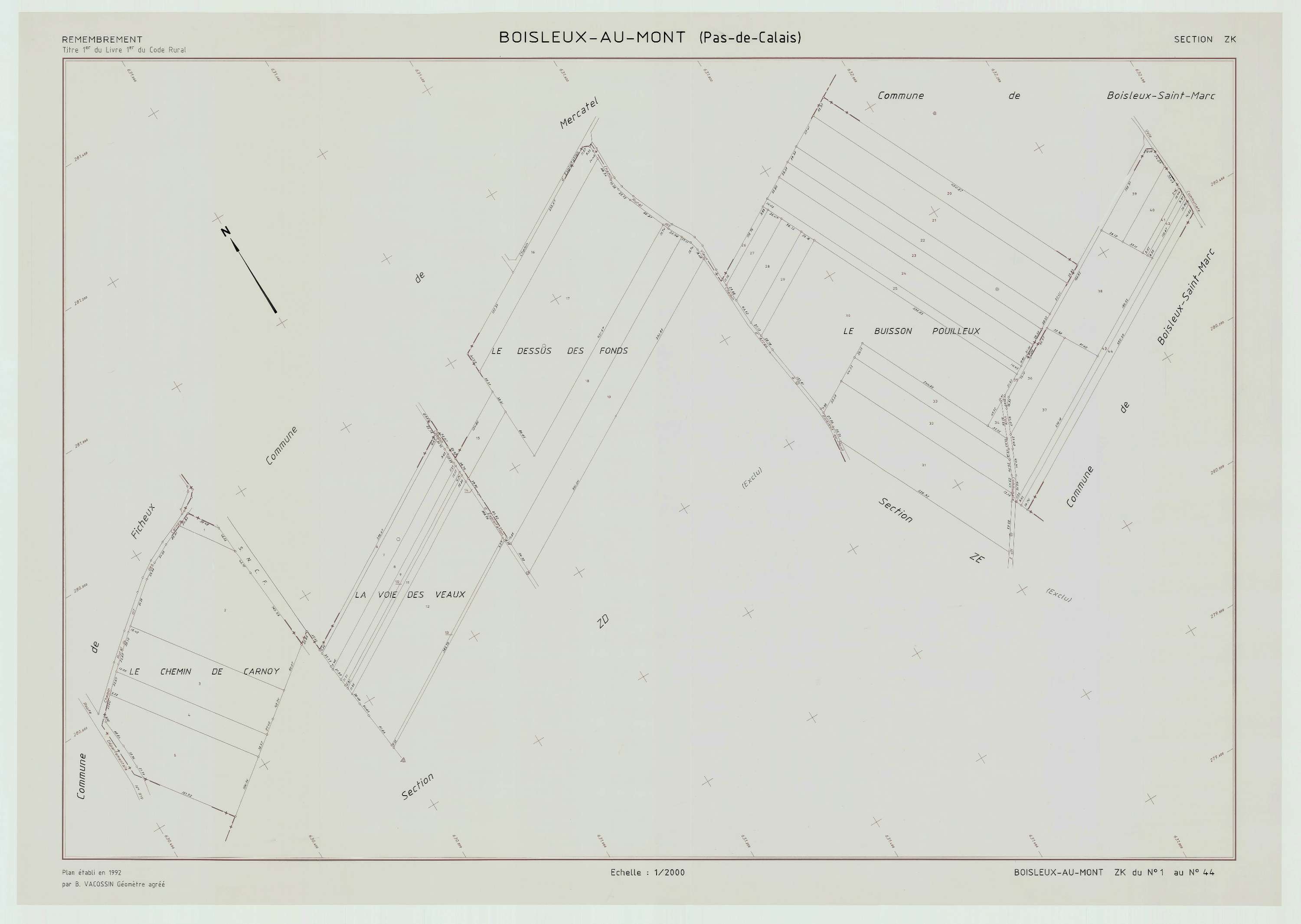 Boisleux-au-Mont - Plan de remembrement : section ZK.