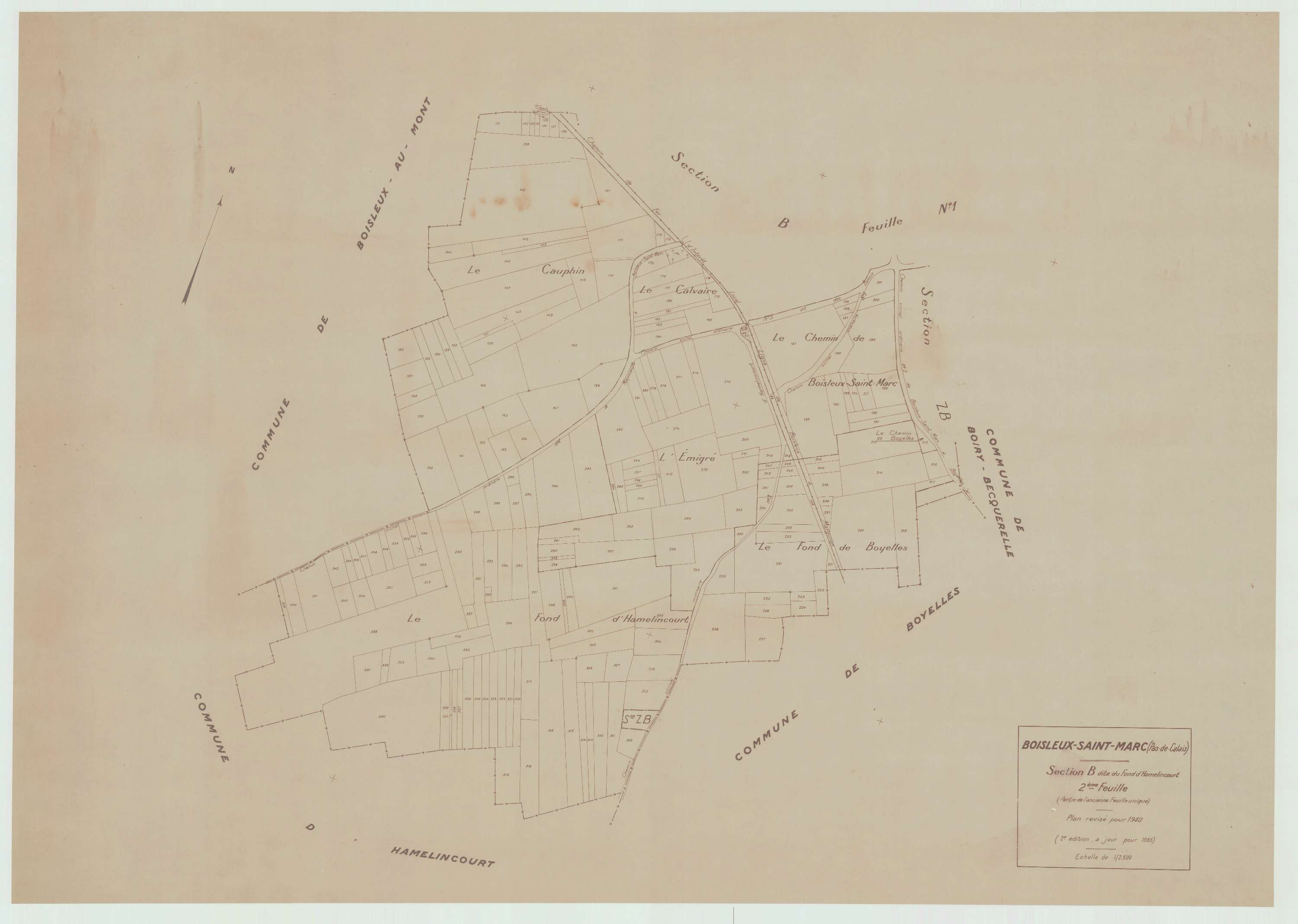Boisleux-Saint-Marc - Plan de remembrement : section B.