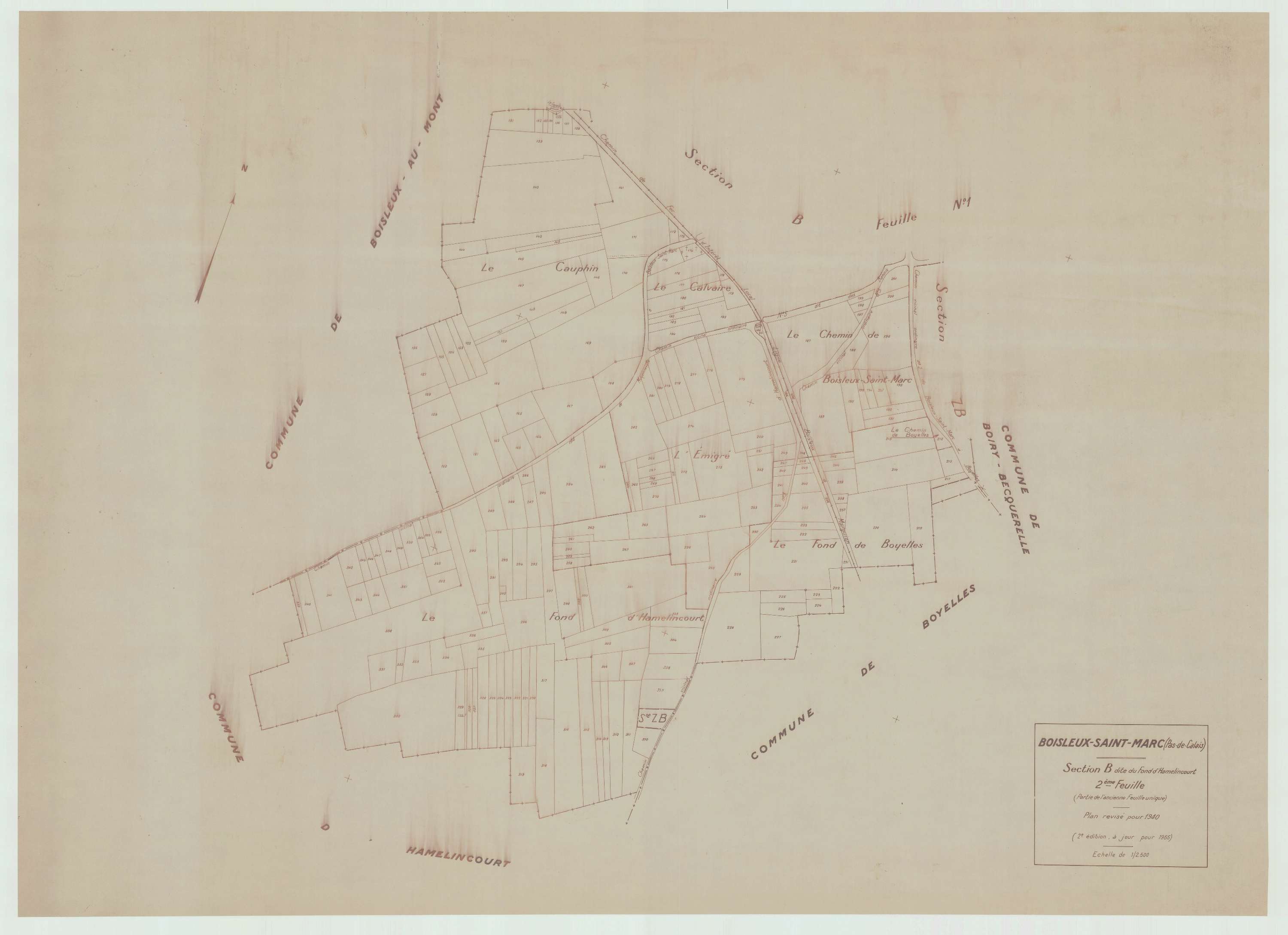 Boisleux-Saint-Marc - Plan de remembrement : section B.