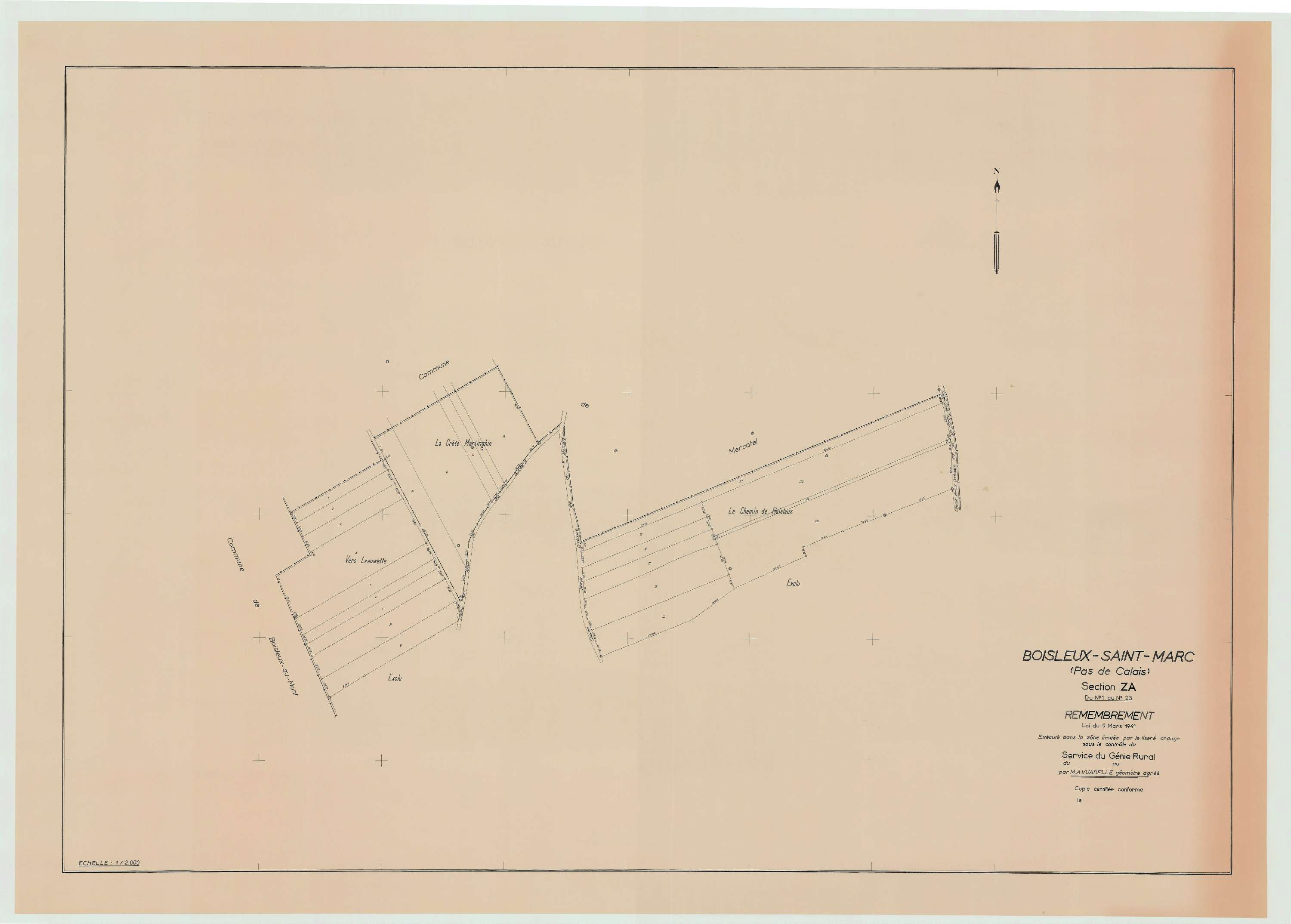Boisleux-Saint-Marc - Plan de remembrement : section ZA.