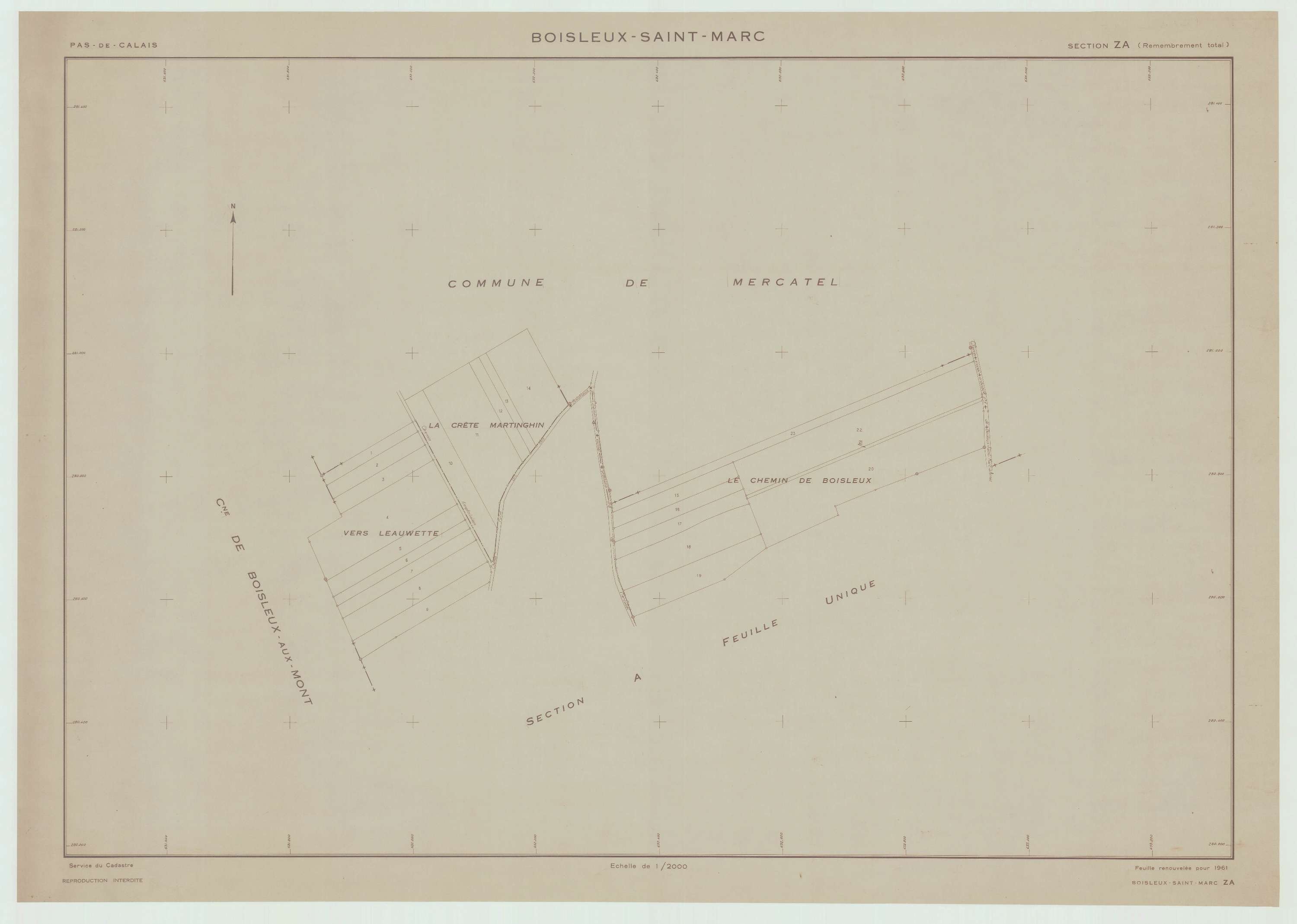 Boisleux-Saint-Marc - Plan de remembrement : section ZA.