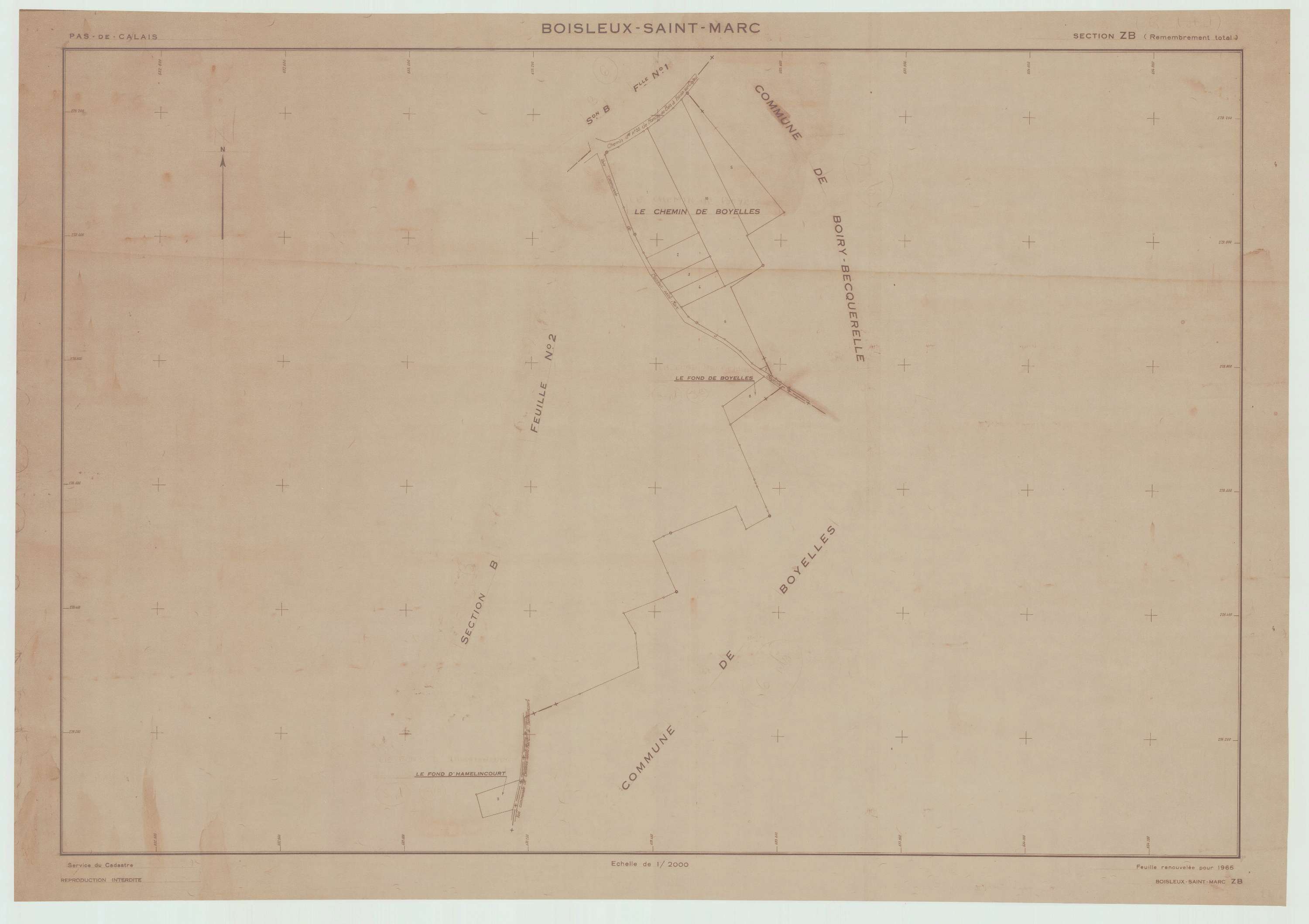 Boisleux-Saint-Marc - Plan de remembrement : section ZB.
