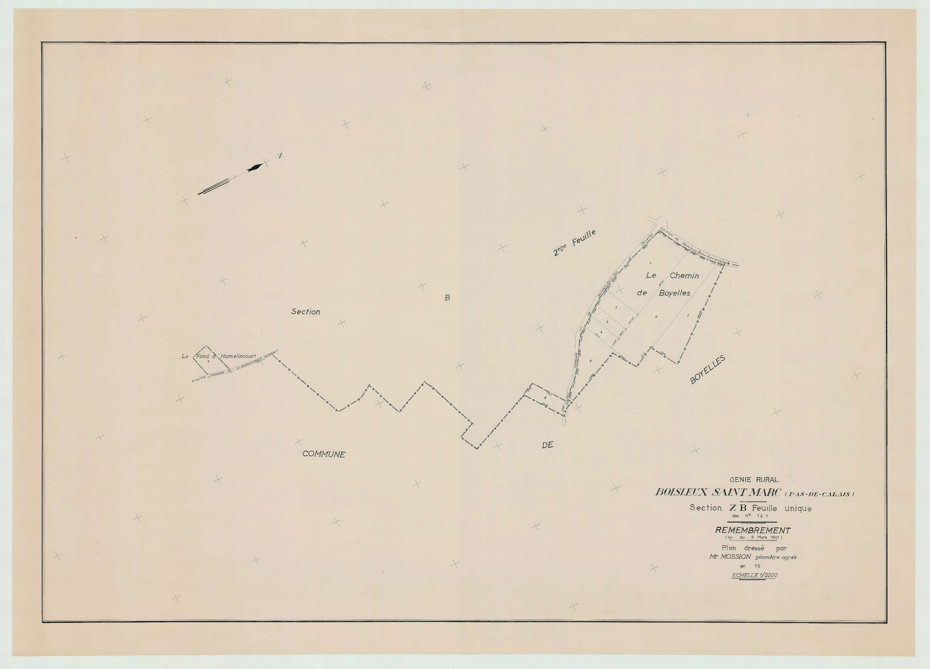 Boisleux-Saint-Marc - Plan de remembrement : section ZB.