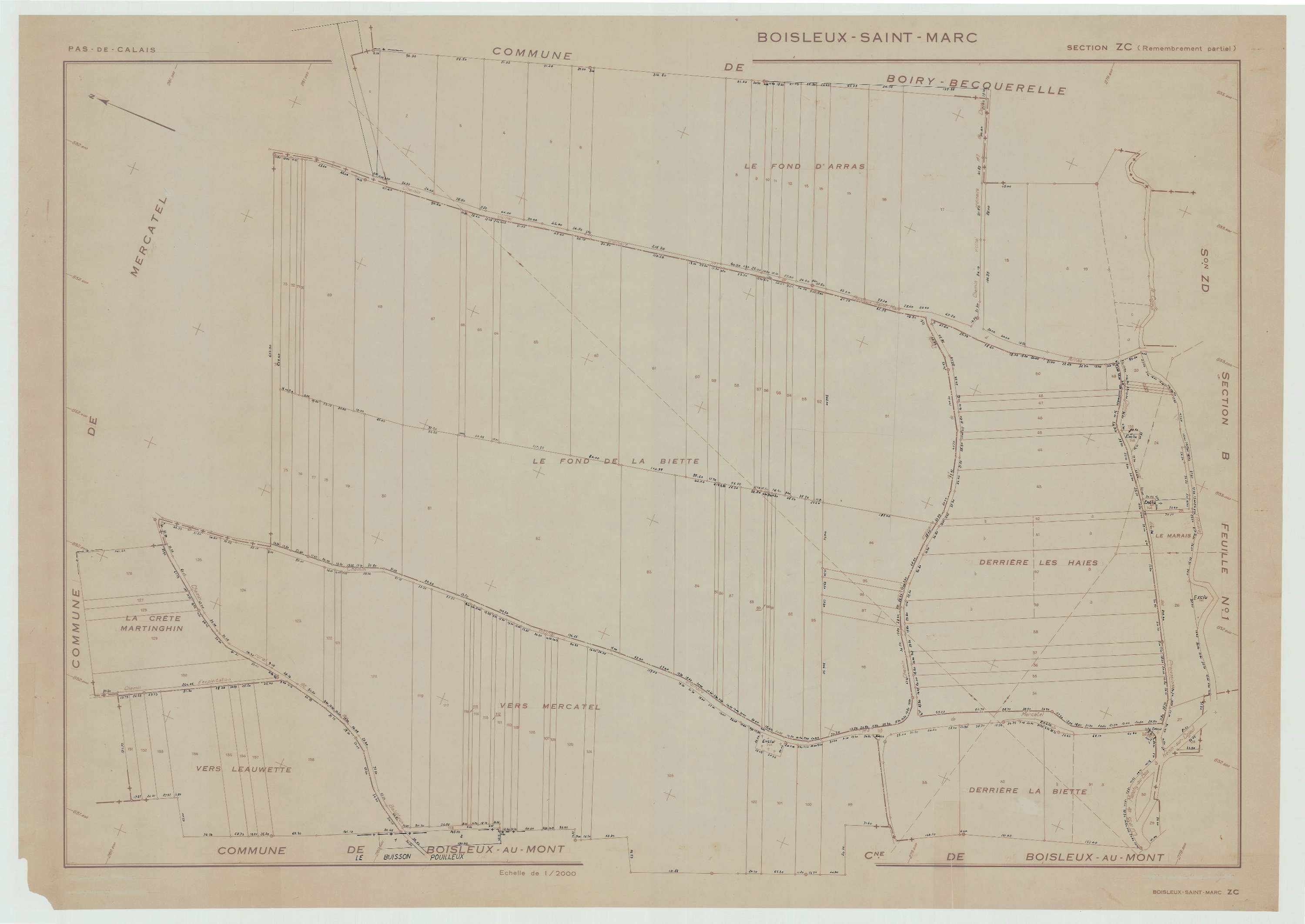 Boisleux-Saint-Marc - Plan de remembrement : section ZC.