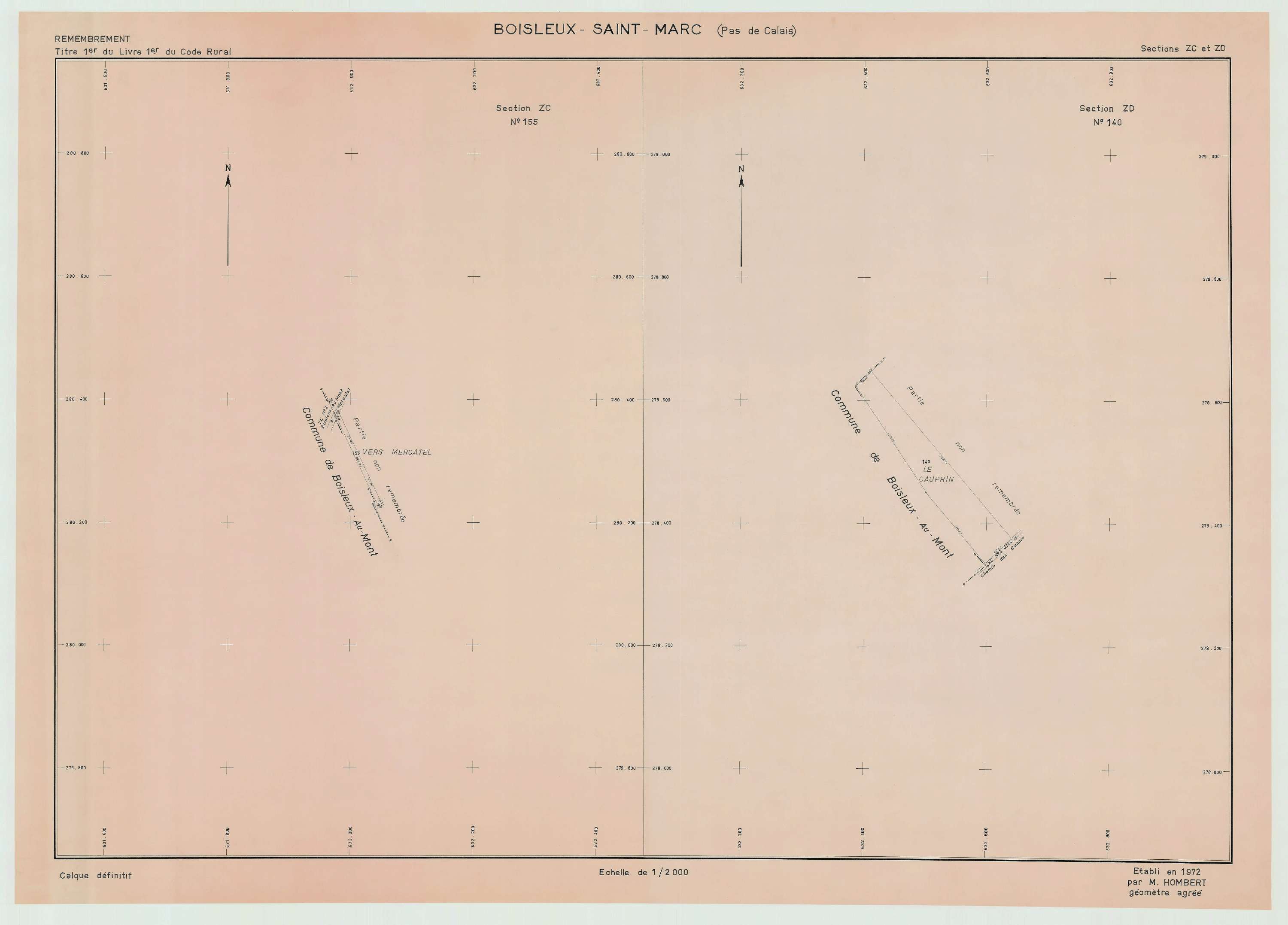 Boisleux-Saint-Marc - Plan de remembrement : section ZC.