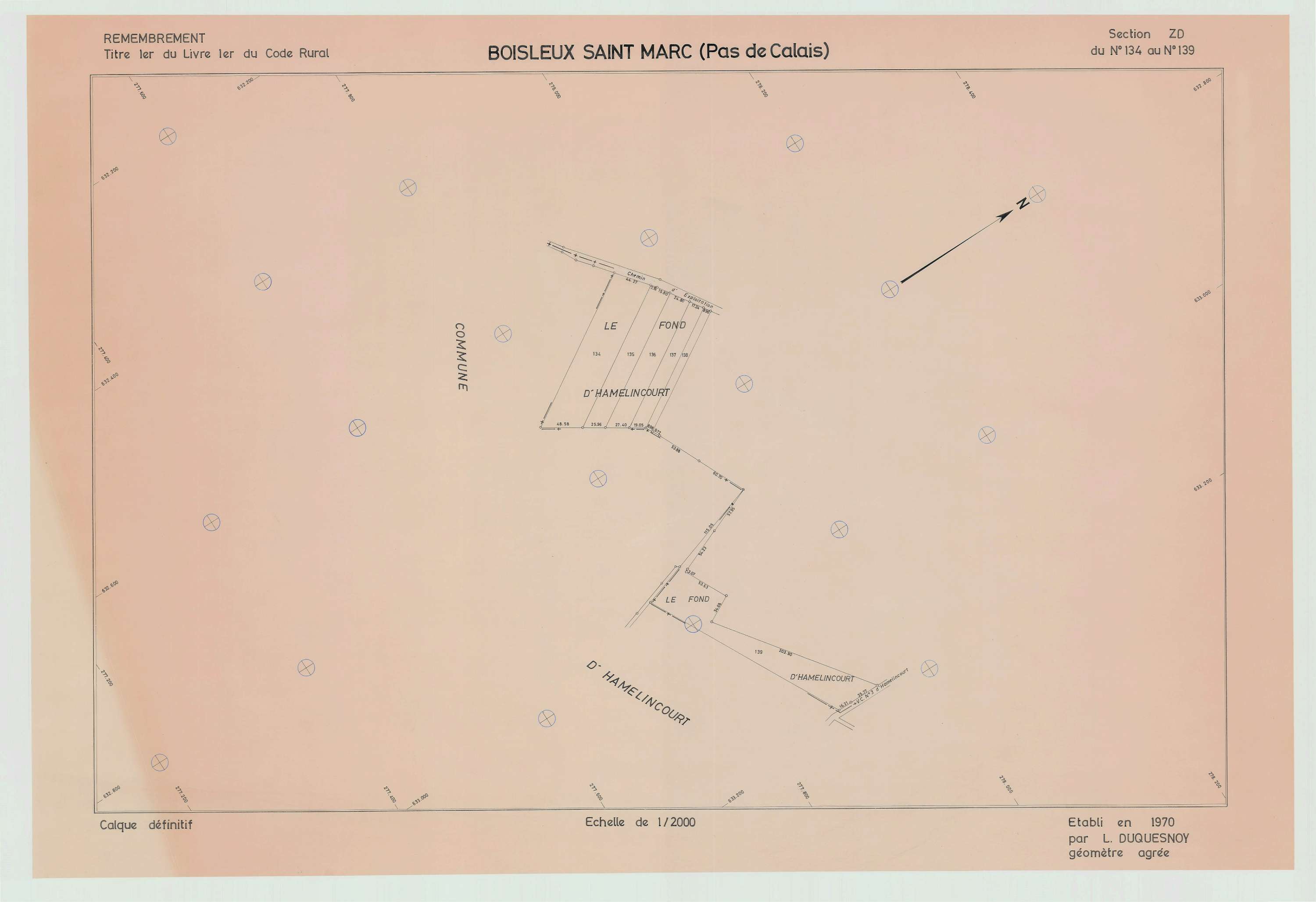 Boisleux-Saint-Marc - Plan de remembrement : section ZD.