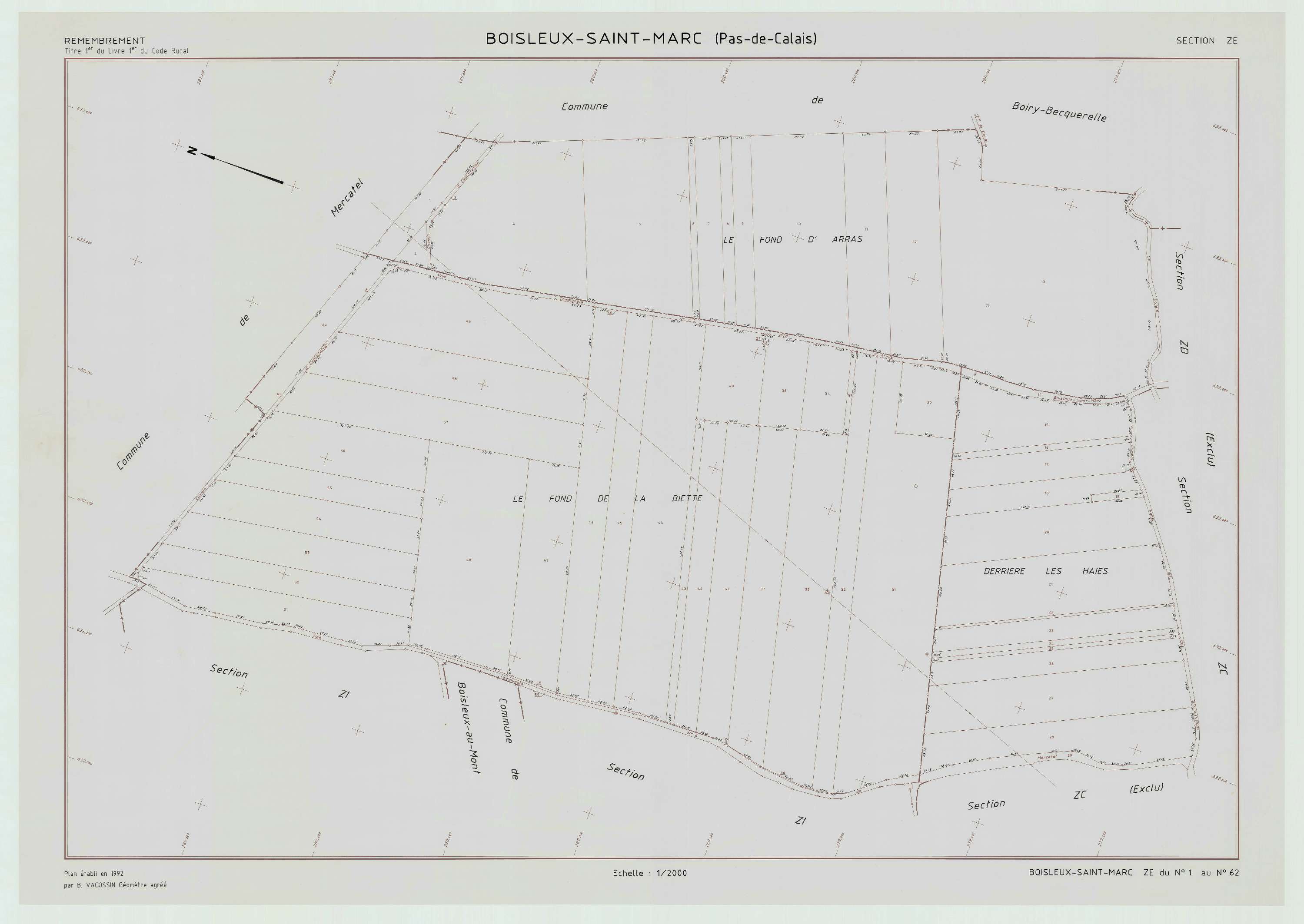 Boisleux-Saint-Marc - Plan de remembrement : section ZE.