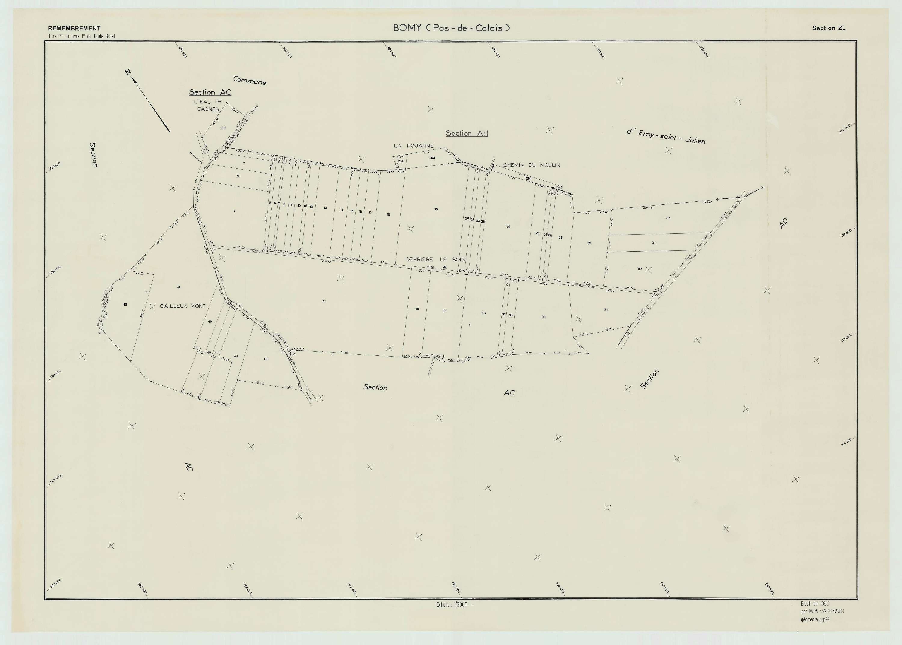 Bomy - Plan de remembrement : section ZL.
