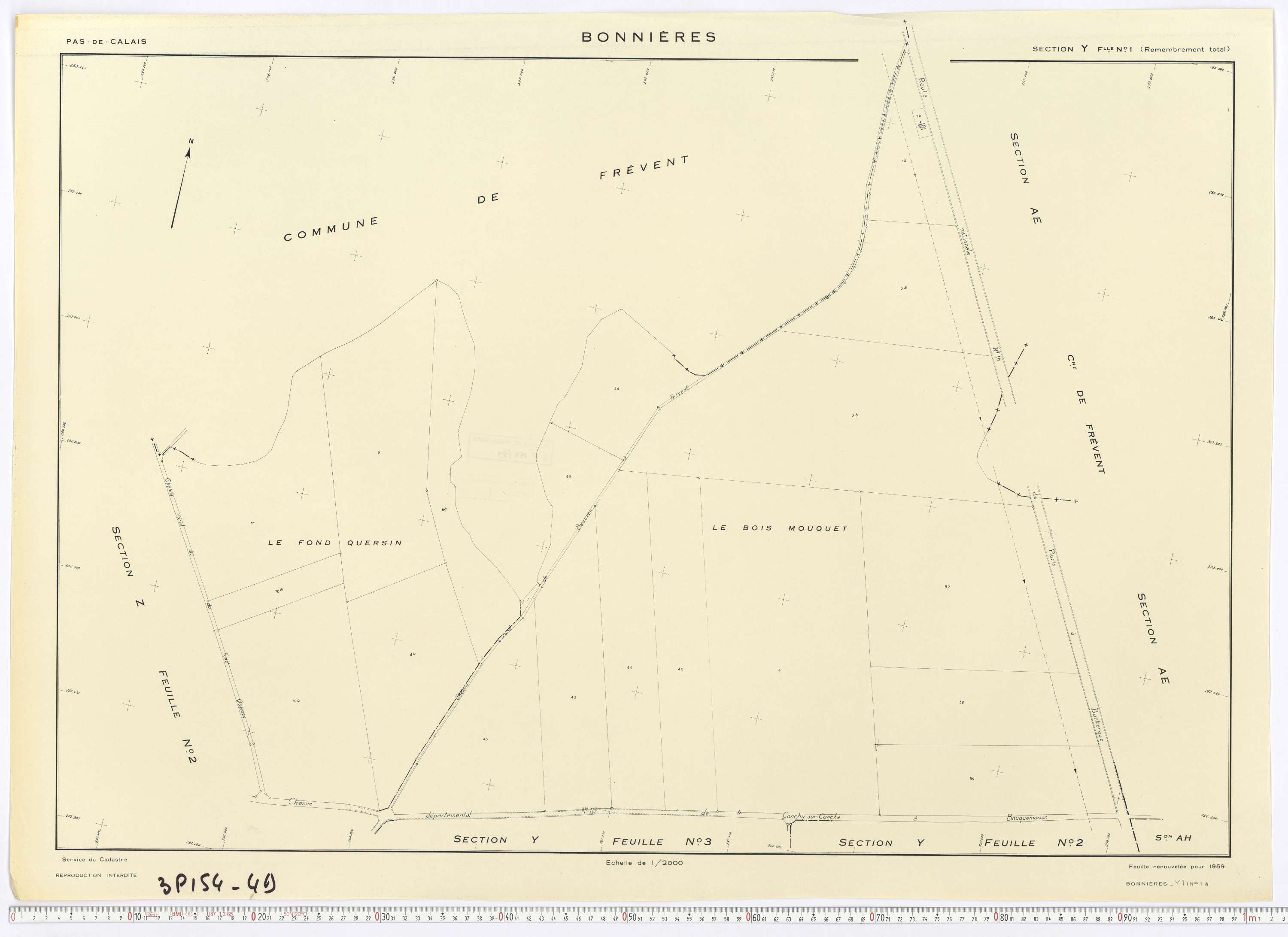 Bonnières - Section Y, feuille 1.