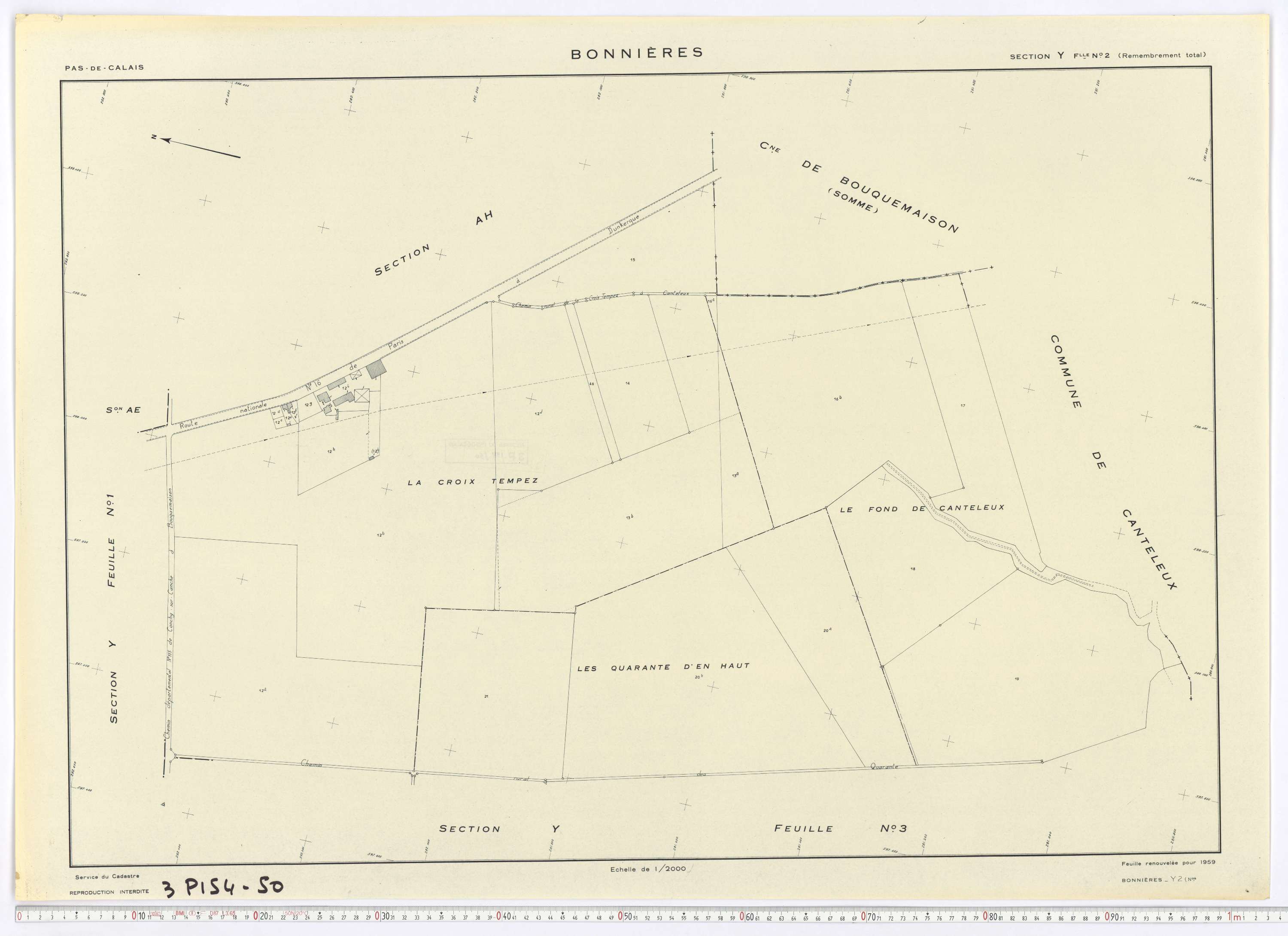 Bonnières - Section Y, feuille 2.