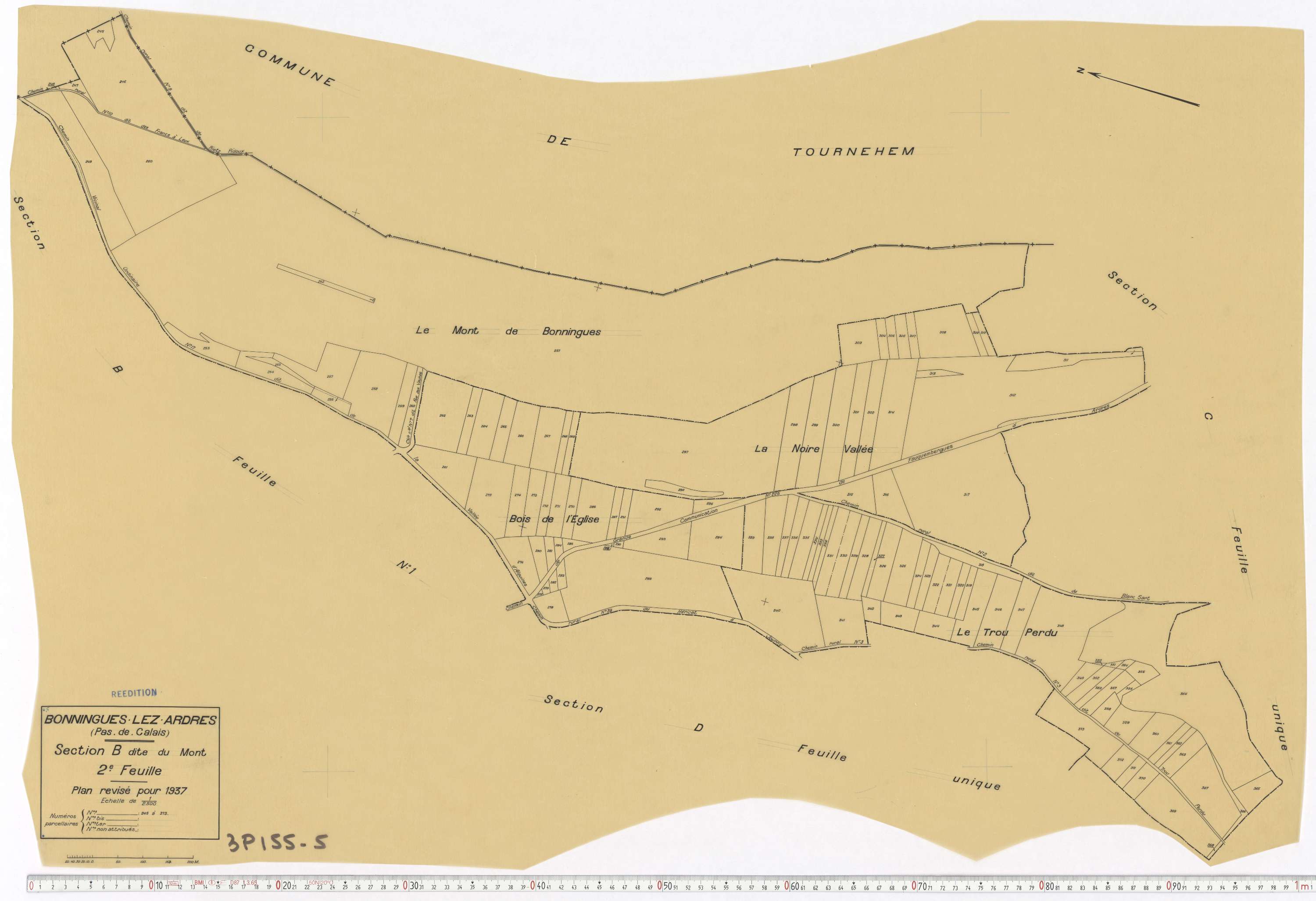 Bonningues-lès-Ardres - Section B , feuille 2.