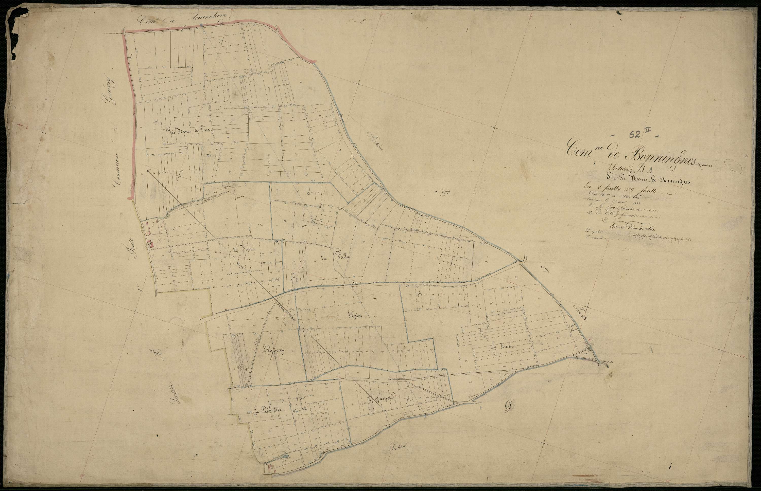 Bonningues-lès-Ardres - Section B, 1re feuille
