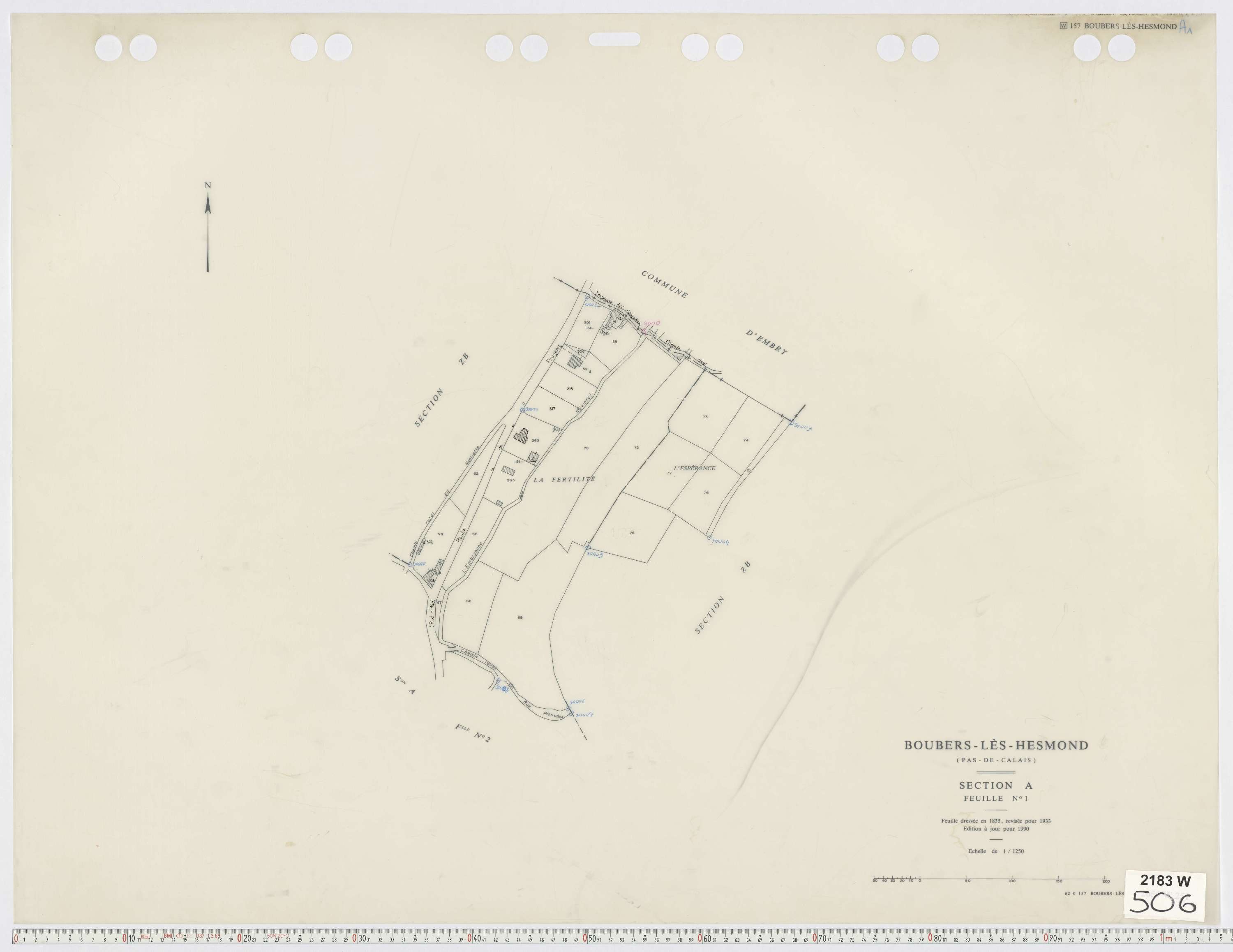 Boubers-lès-Hesmond - Section A, feuille 1.