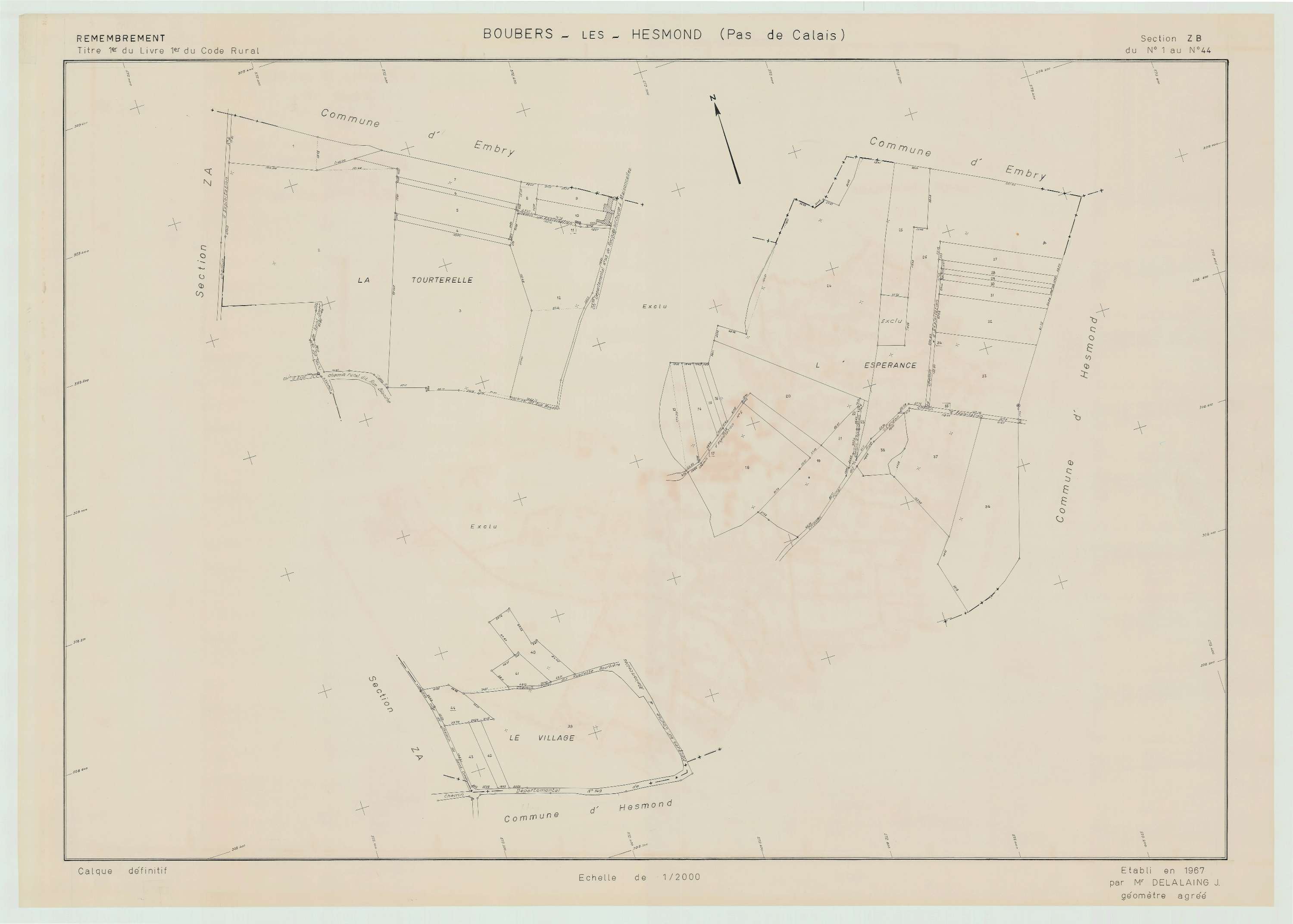 Boubers-lès-Hesmond - Plan de remembrement : section ZB.
